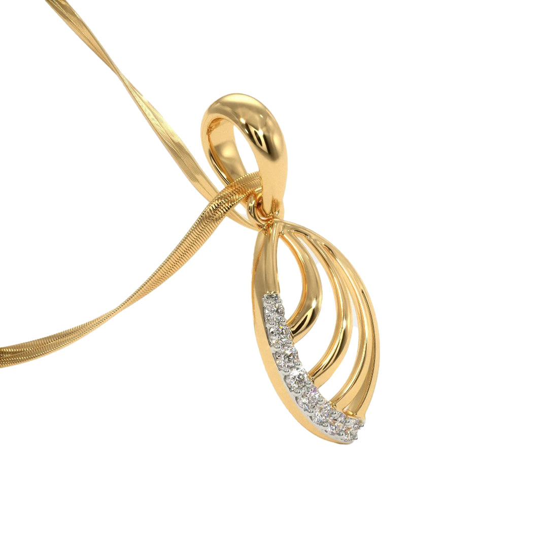 Diamond Accent Open Leaf Pendant in Gold