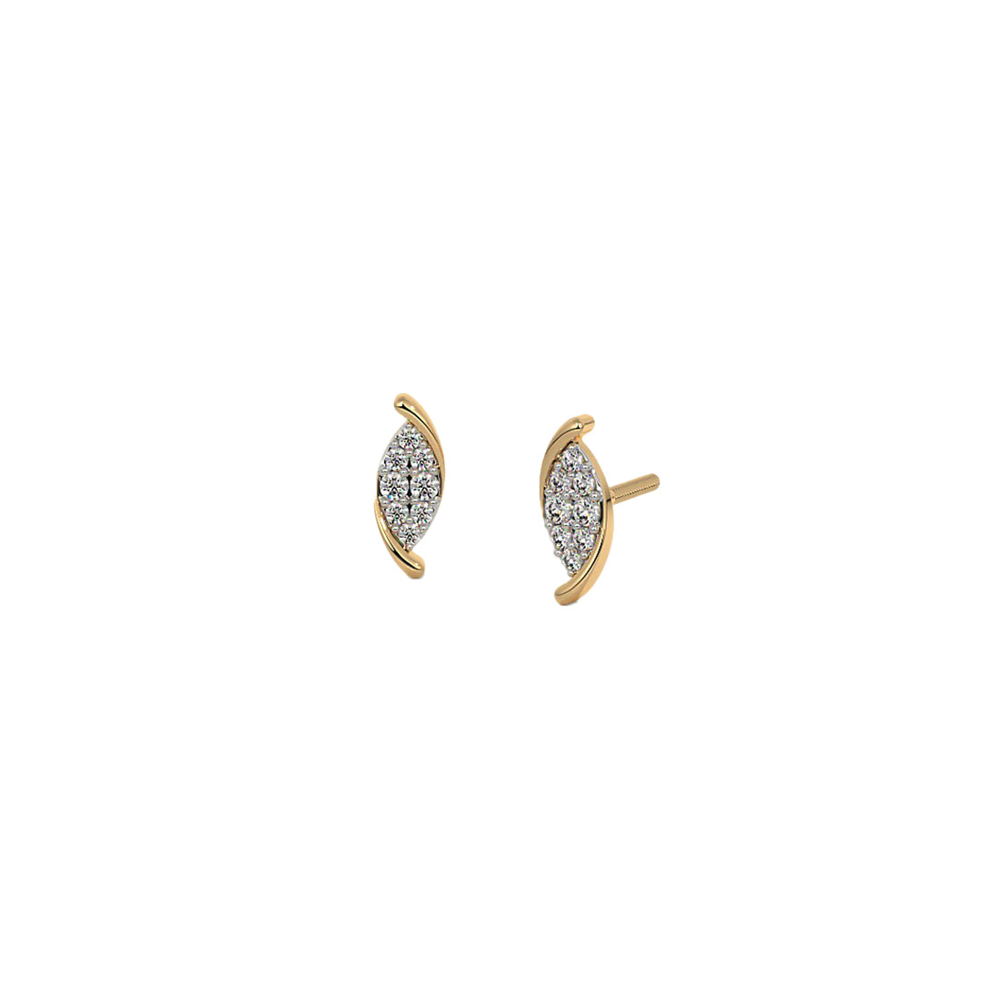 Flowing Wave Diamond Accent Stud Earrings in Gold