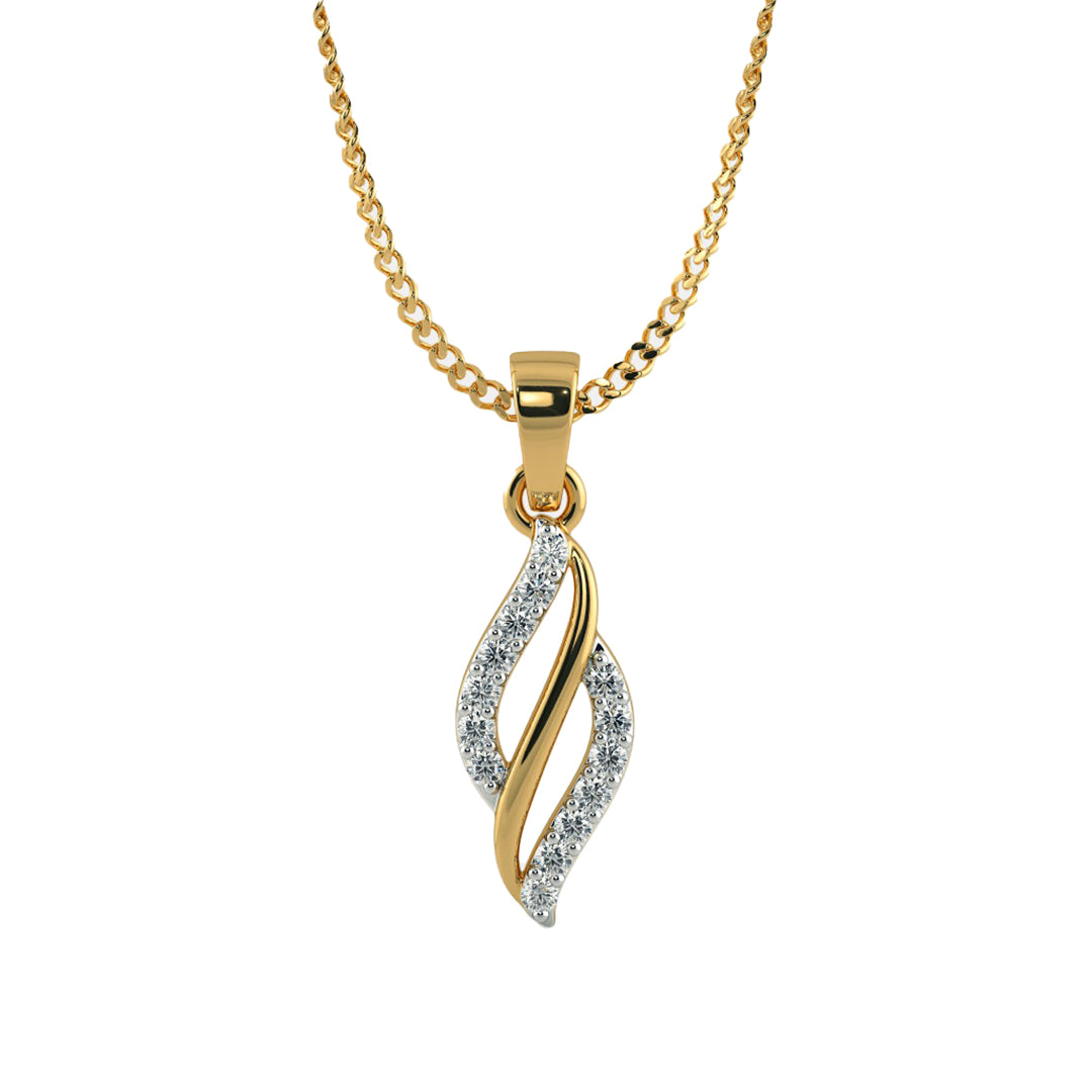 Flowing Wave Diamond Accent Pendant in Gold