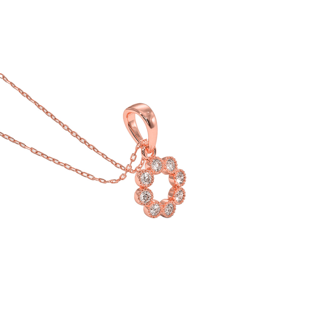 The Dainty Halo Diamond Circle Pendant in Gold