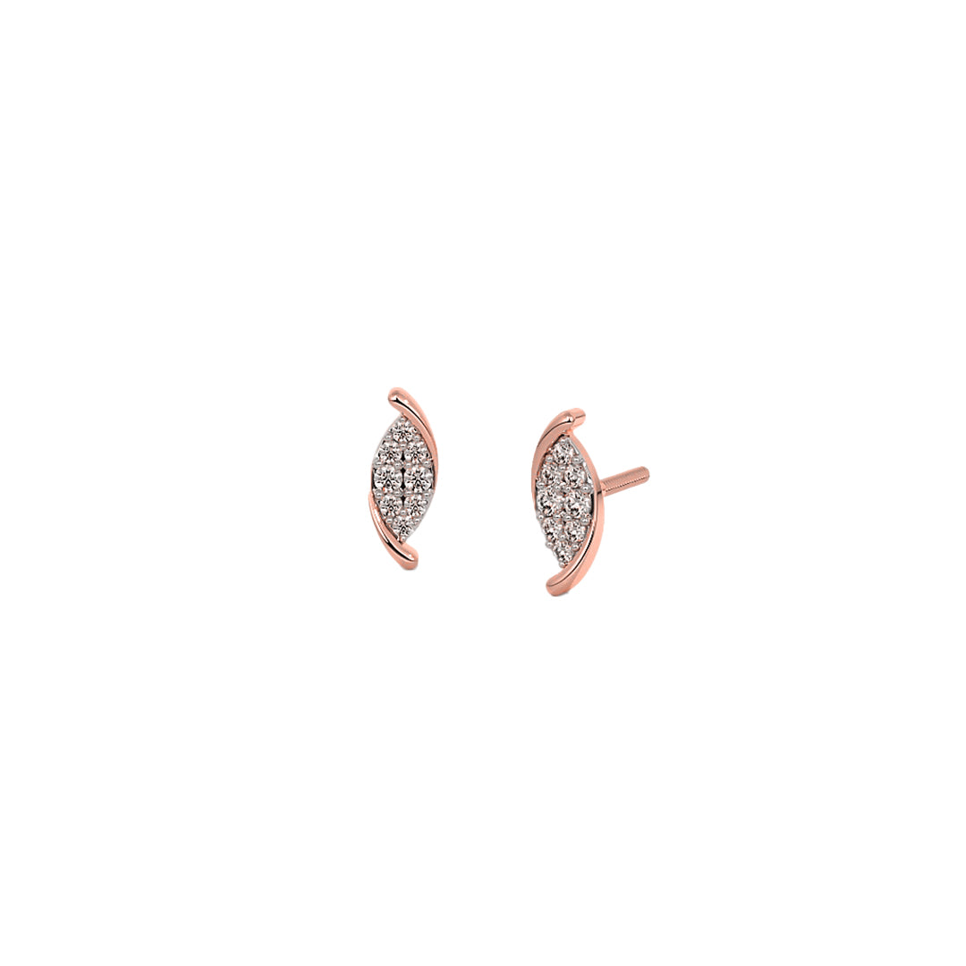 Flowing Wave Diamond Accent Stud Earrings in Gold