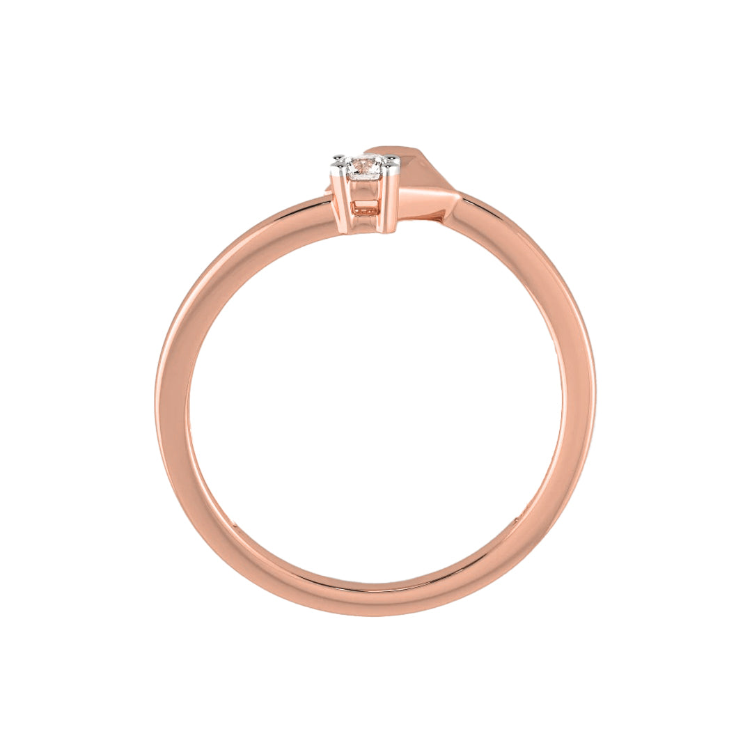 Geometric Diamond Solitaire Open Bypass Ring in Gold