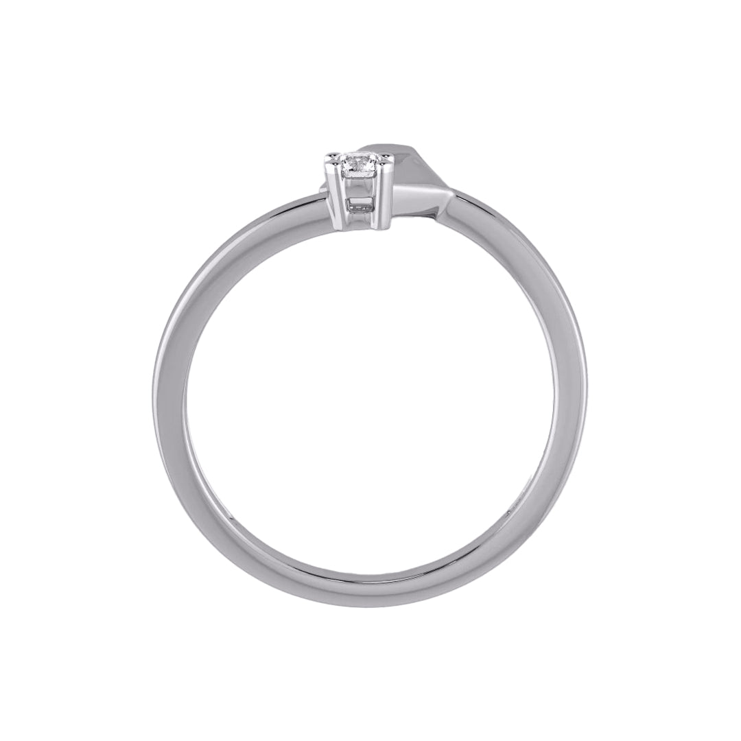 Geometric Diamond Solitaire Open Bypass Ring in Gold
