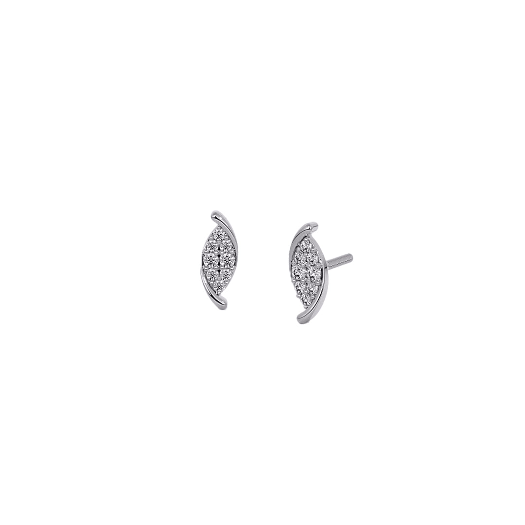 Flowing Wave Diamond Accent Stud Earrings in Gold