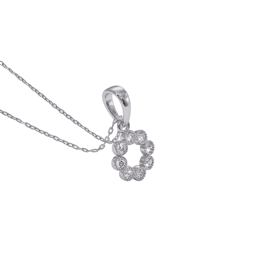 The Dainty Halo Diamond Circle Pendant in Gold