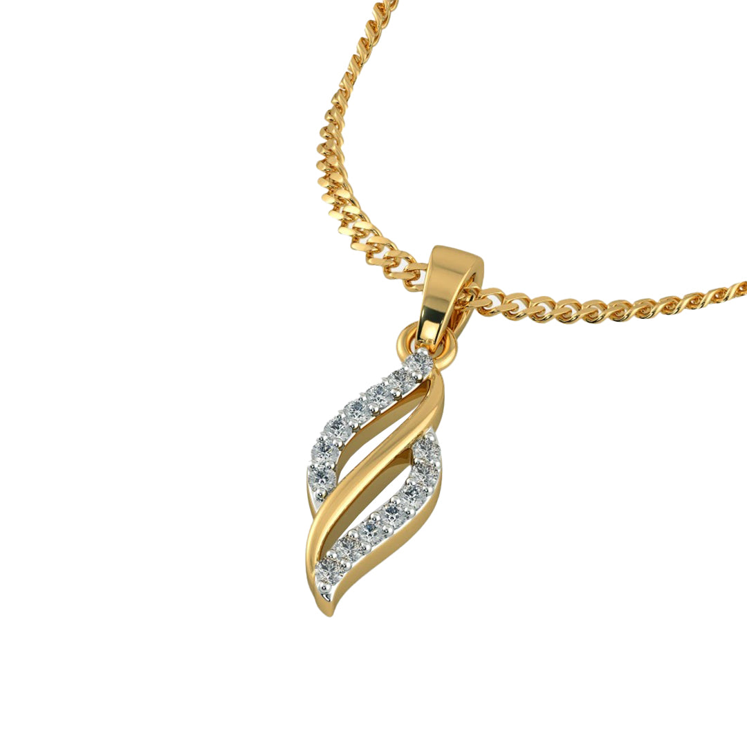Flowing Wave Diamond Accent Pendant in Gold