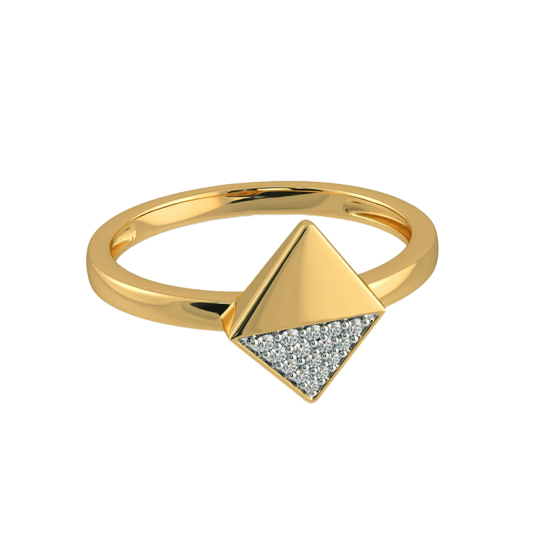 Geometric Diamond Kite Ring in Gold