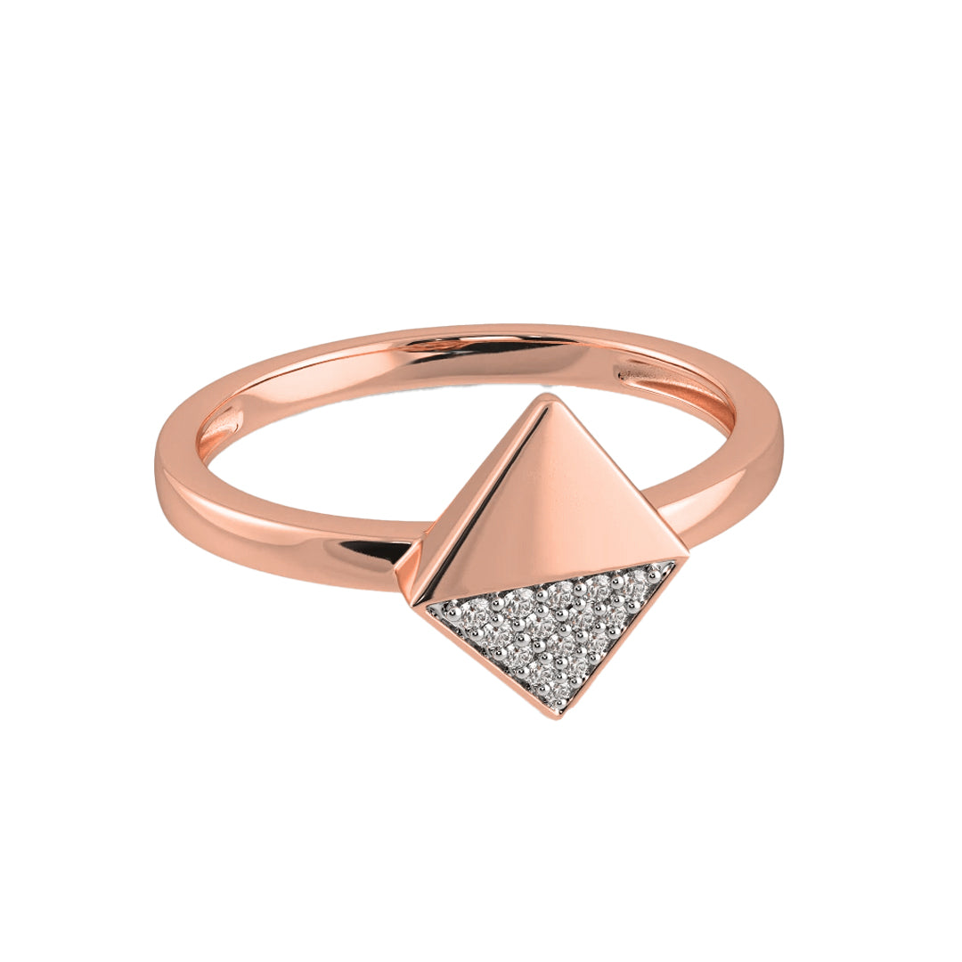 Geometric Diamond Kite Ring in Gold