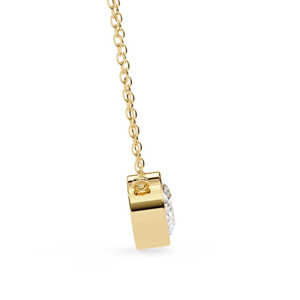 Elegant Gold Oval-Cut Diamond Bezel Pendant Necklace