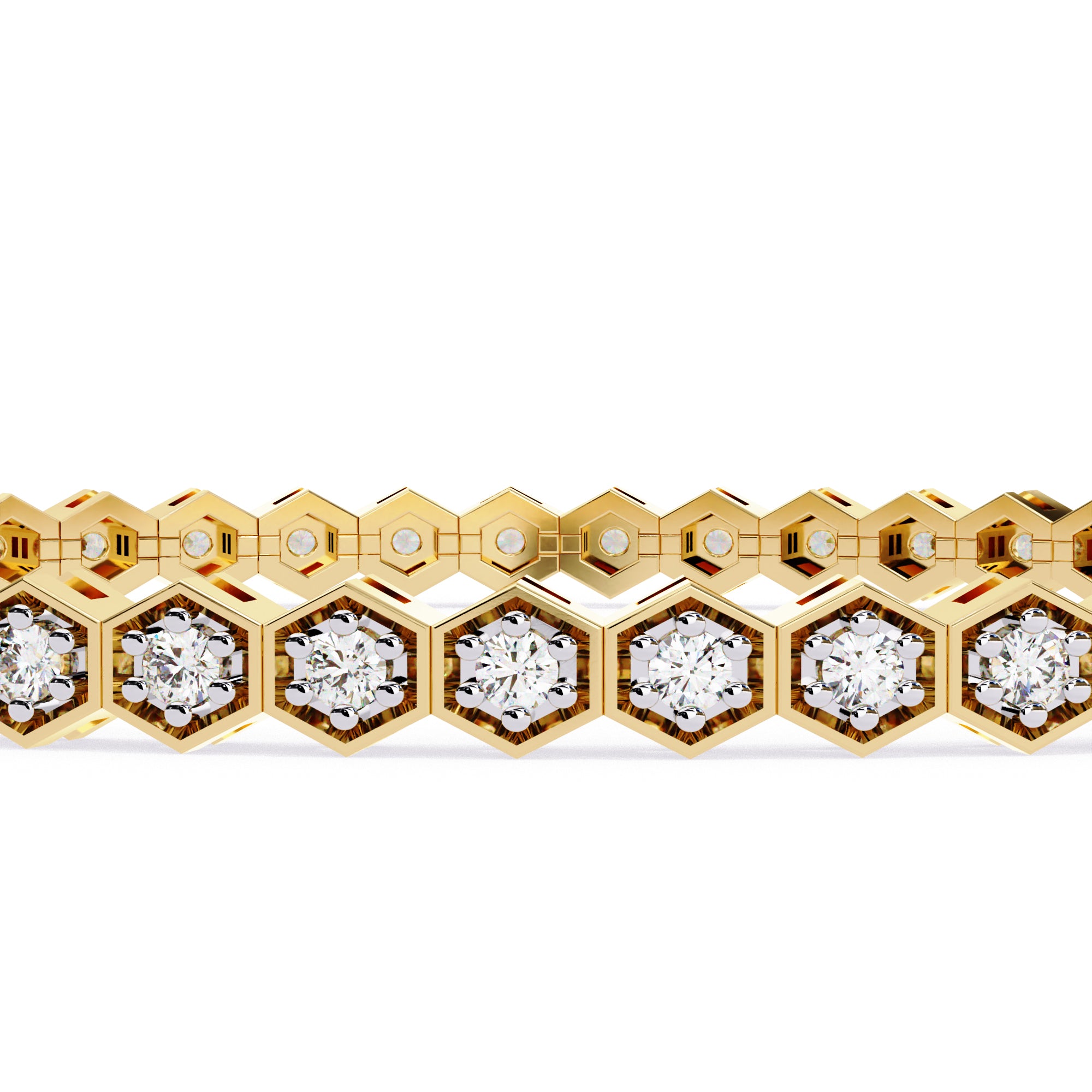Gold Hexagon Diamond Tennis Bracelet