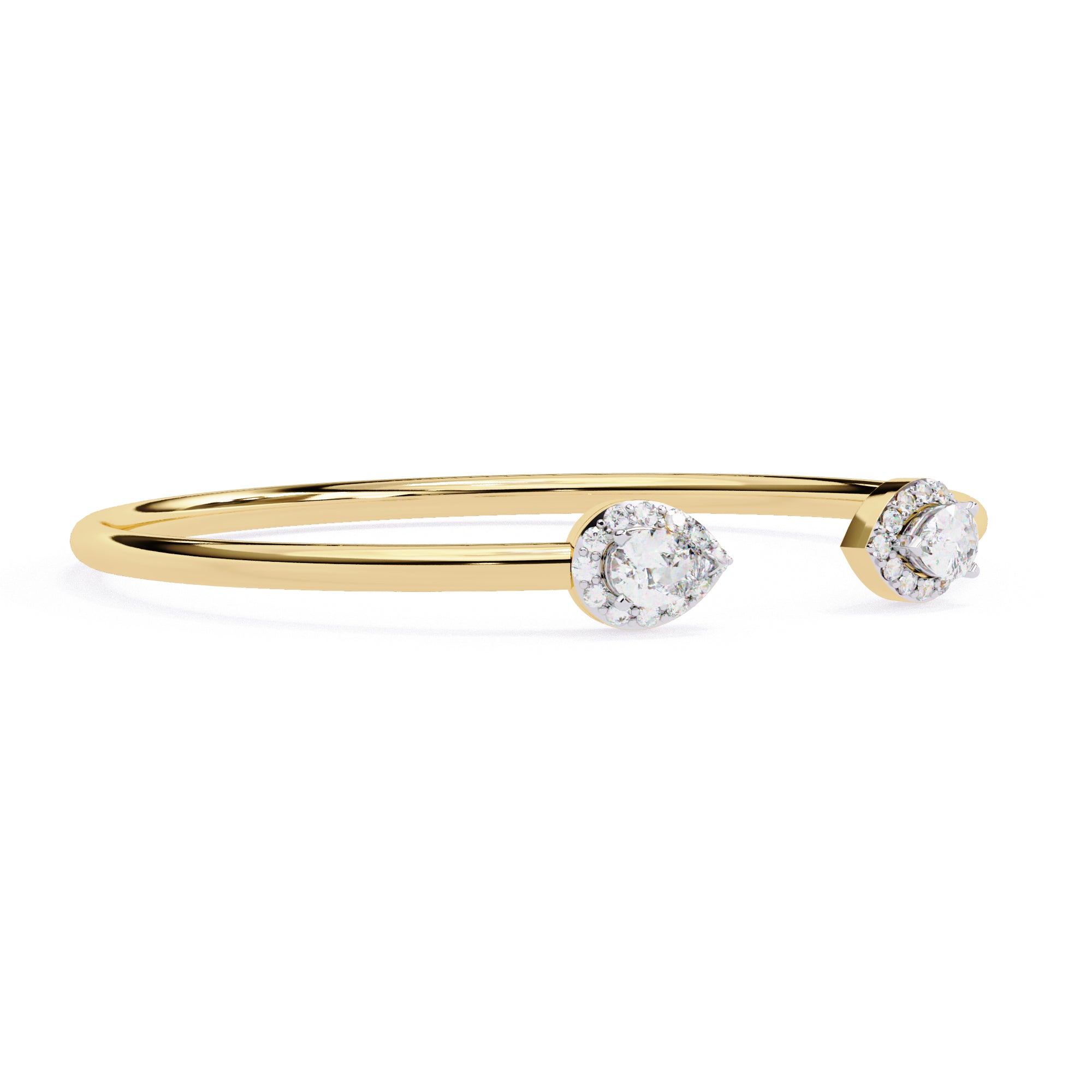 Elegant Open Pear Diamond Cuff Bracelet in Gold