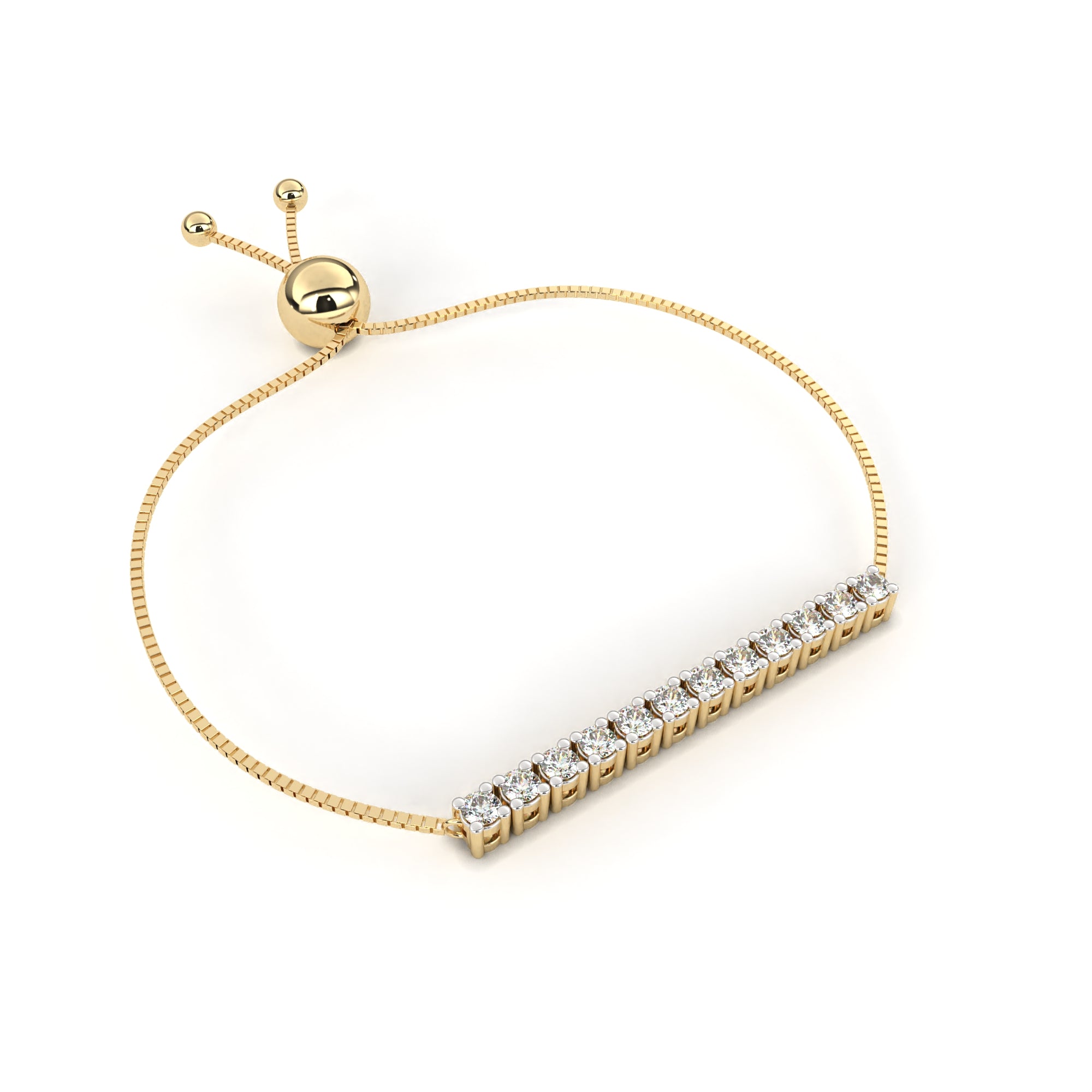 Gold Adjustable Diamond Bar Bracelet