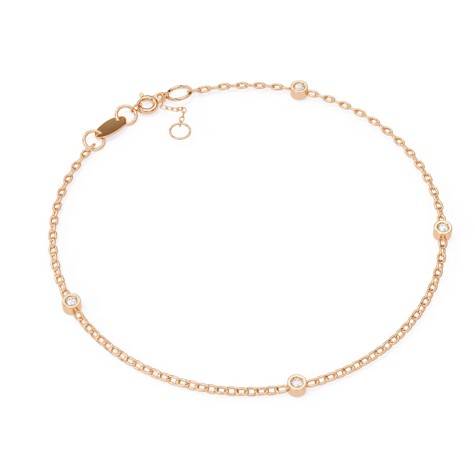 Bezel-Set Dainty Adjustable Gold Diamond Bracelet