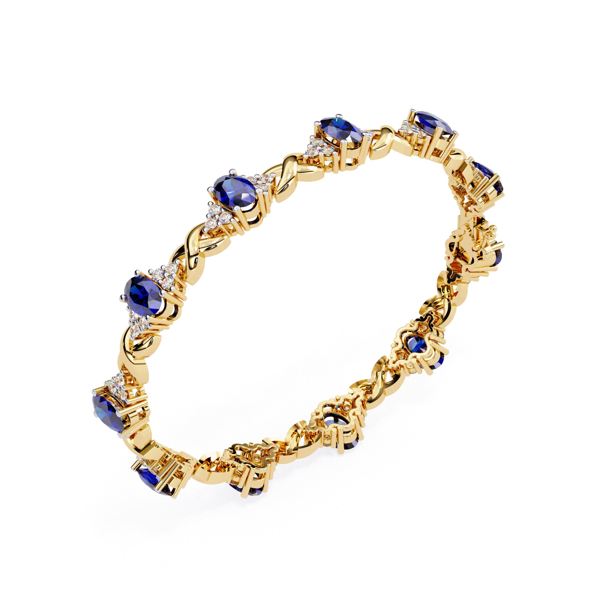 Elegant Gold Sapphire & Diamond Tennis Bracelet