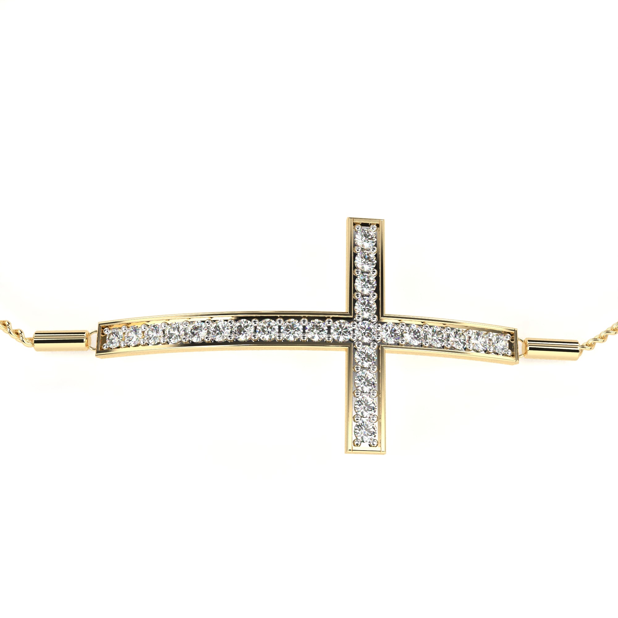 Gold Diamond Cross Bracelet