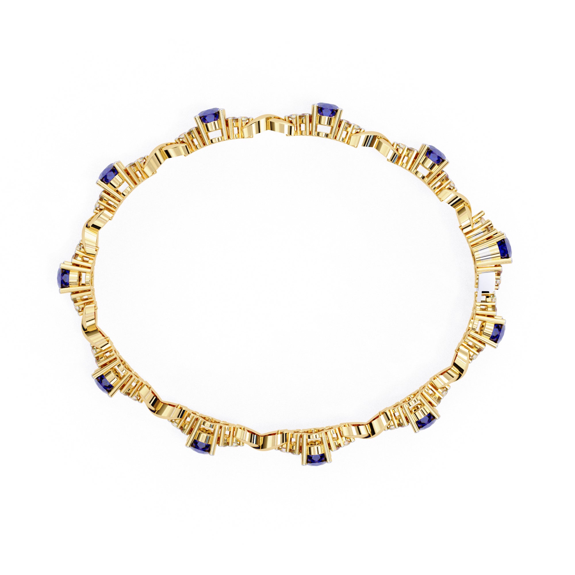 Elegant Gold Sapphire & Diamond Tennis Bracelet
