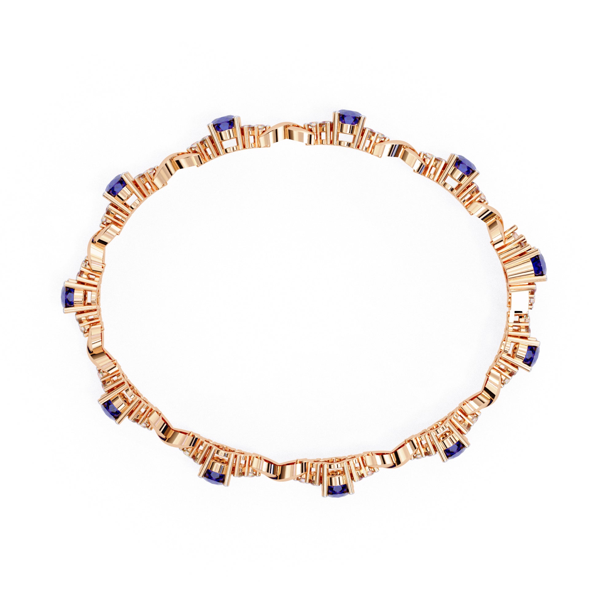 Elegant Gold Sapphire & Diamond Tennis Bracelet