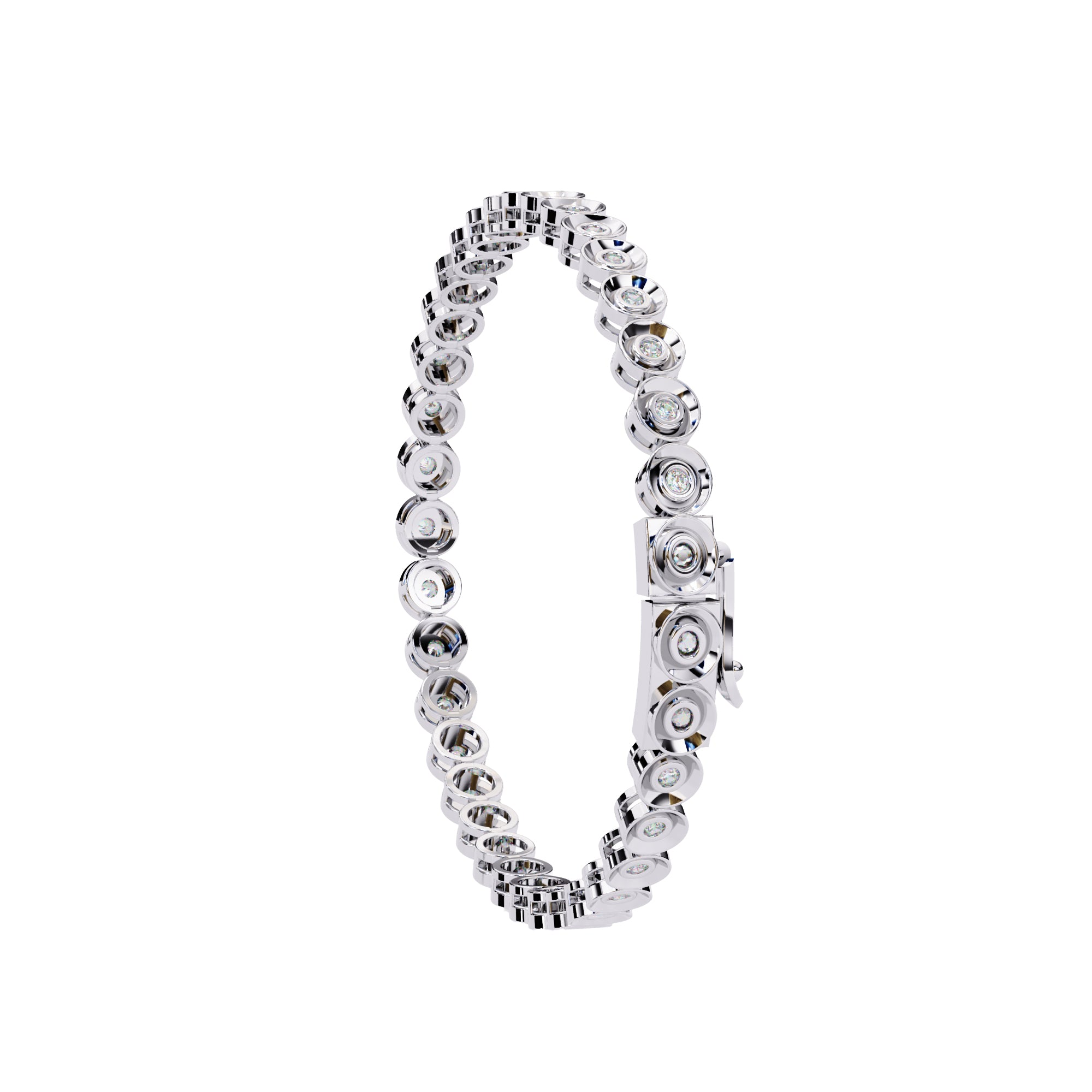 Bezel-Set Diamond Tennis Bracelet in Gold