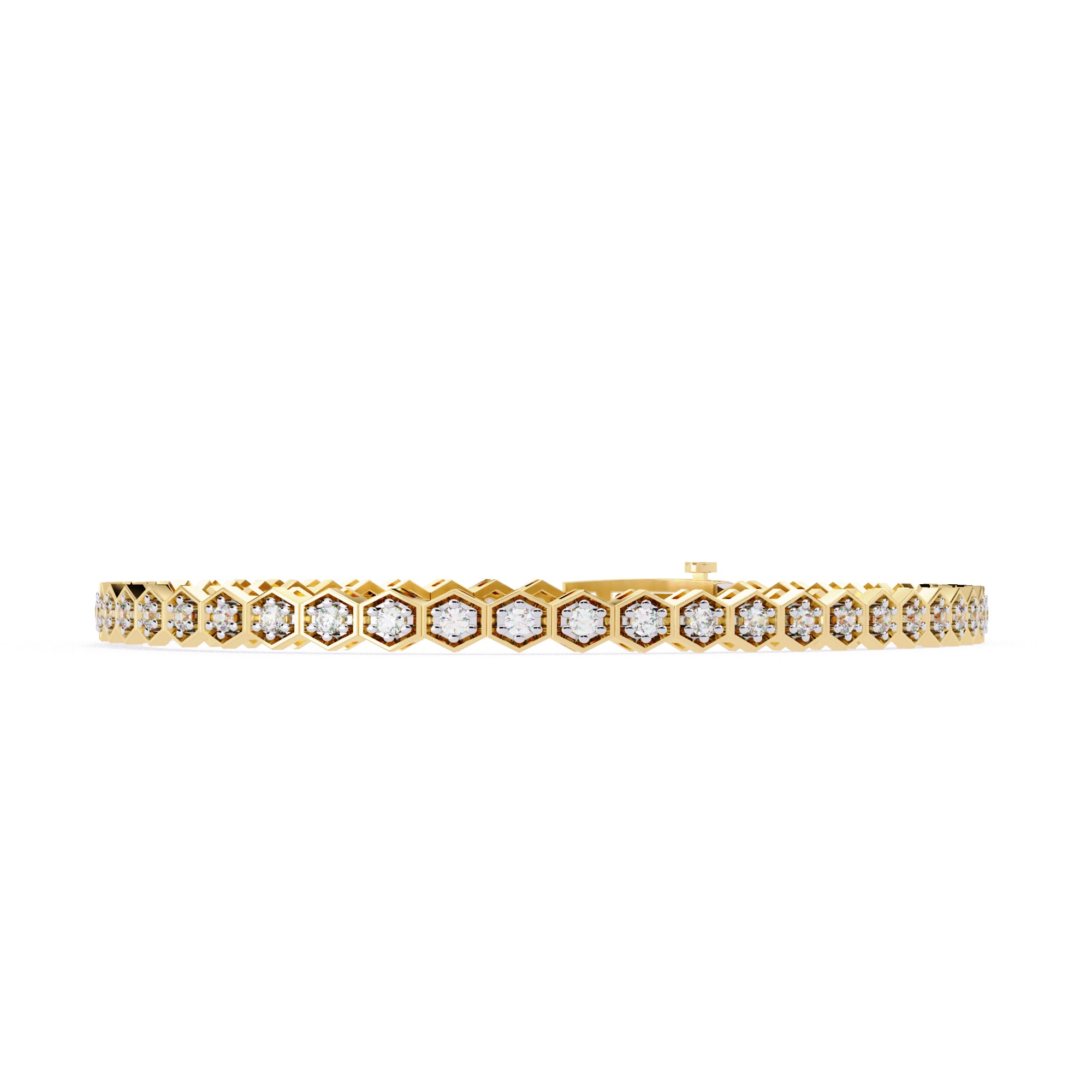 Gold Hexagon Diamond Tennis Bracelet