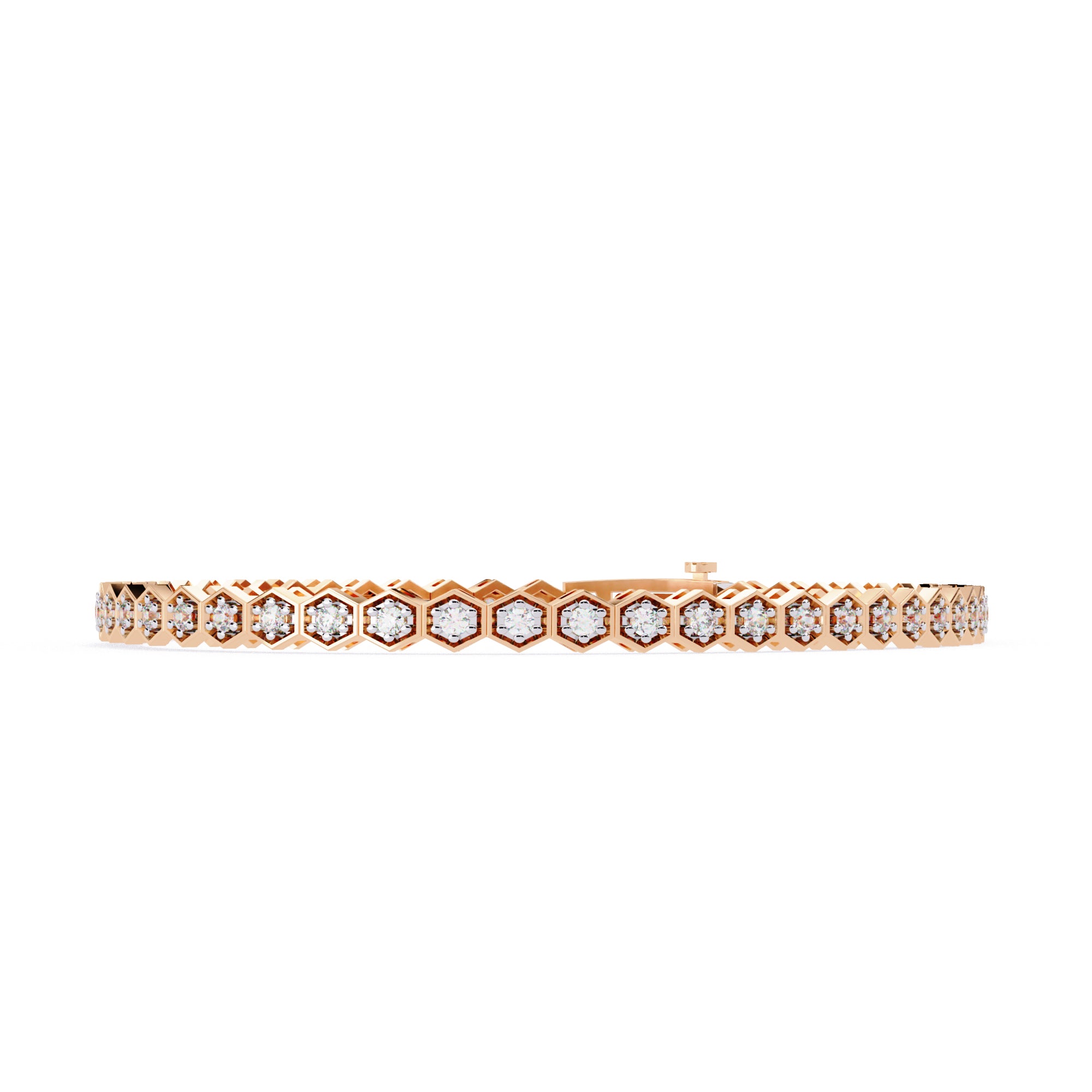 Gold Hexagon Diamond Tennis Bracelet