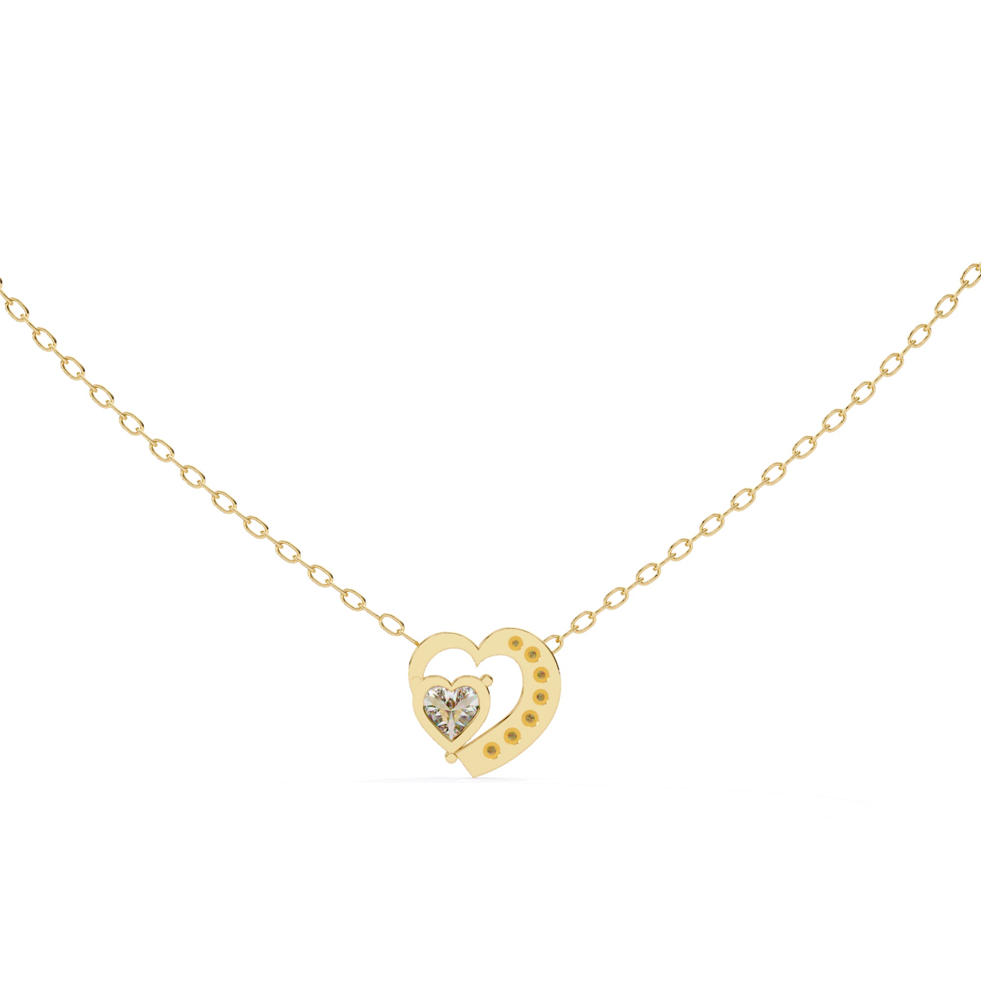 Dual Heart Diamond Pendant in Gold