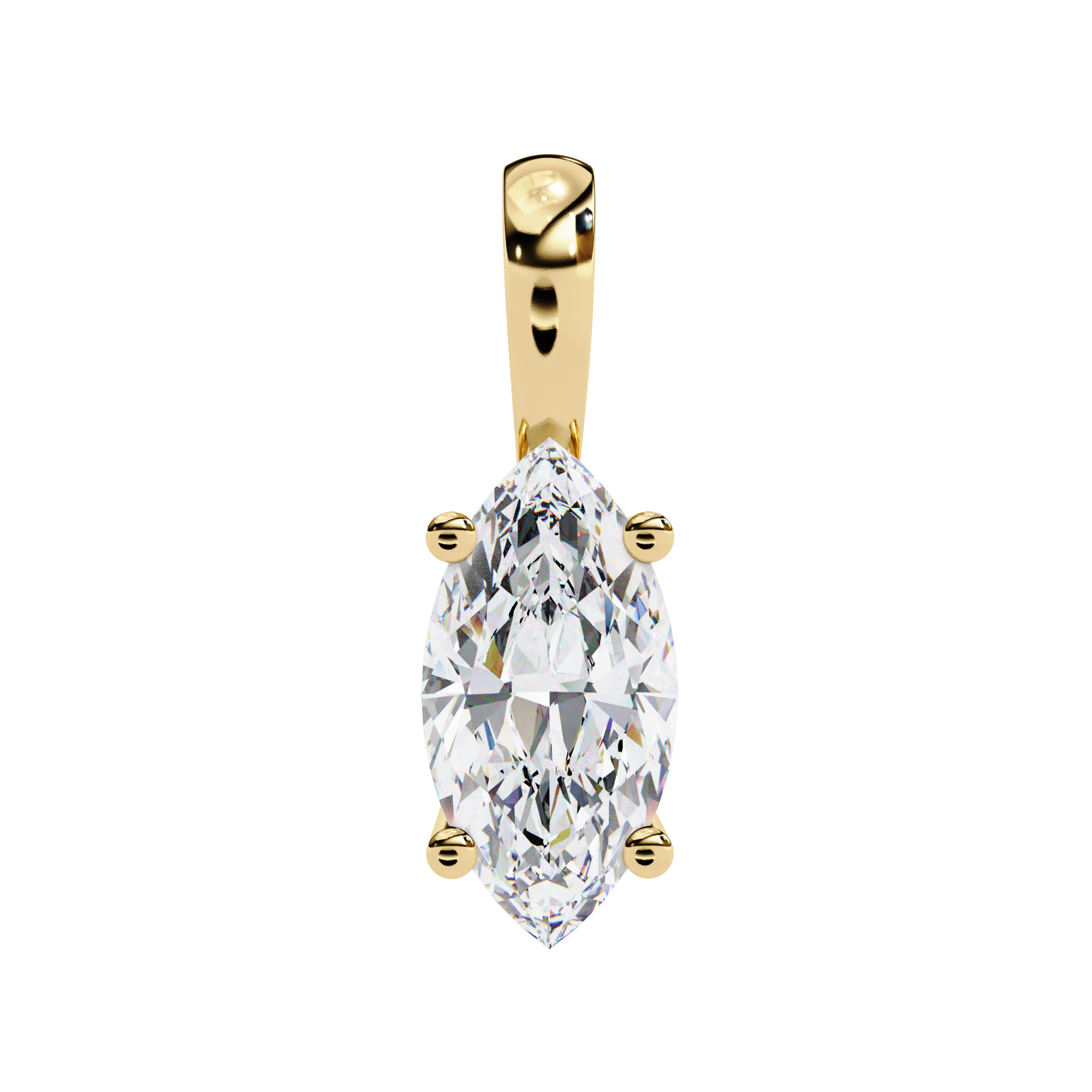 Luxurious Gold Marquise-Cut Diamond Solitaire Pendant Necklace