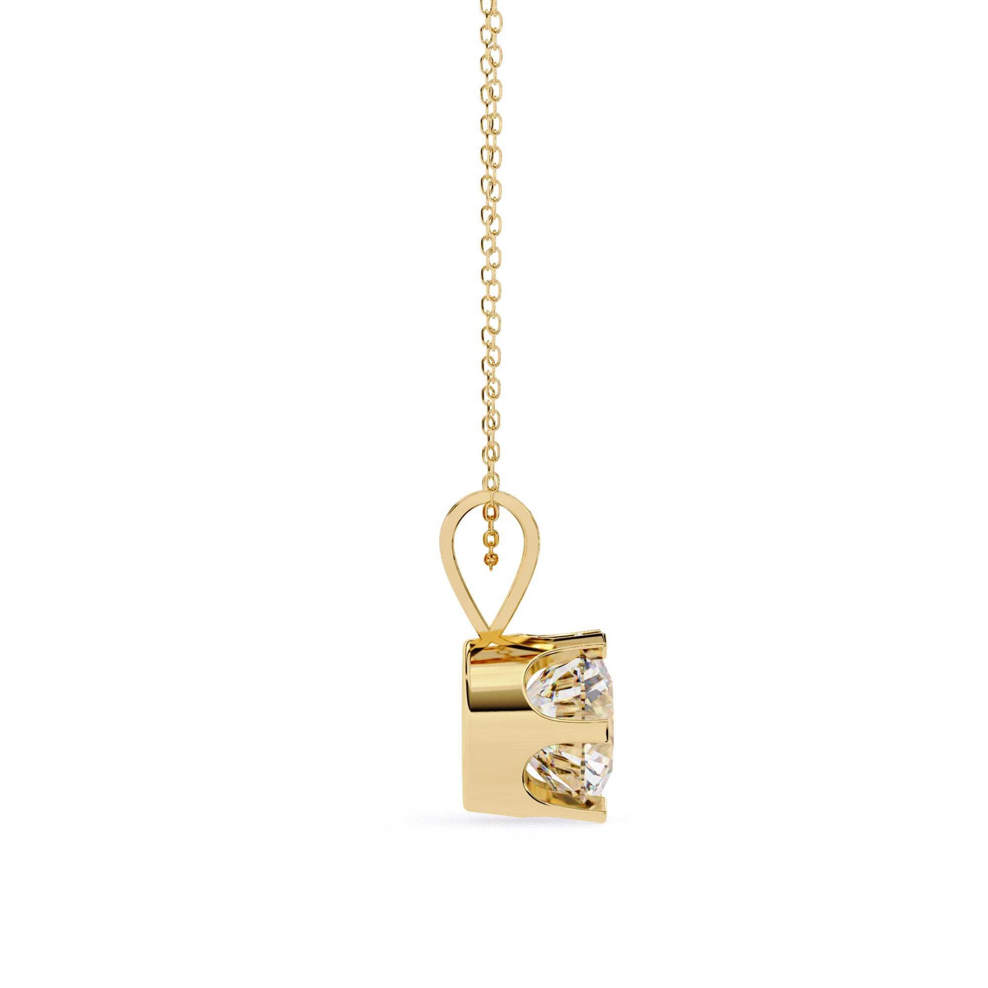 Gold Round Cut Half Bezel Set Diamond Pendant