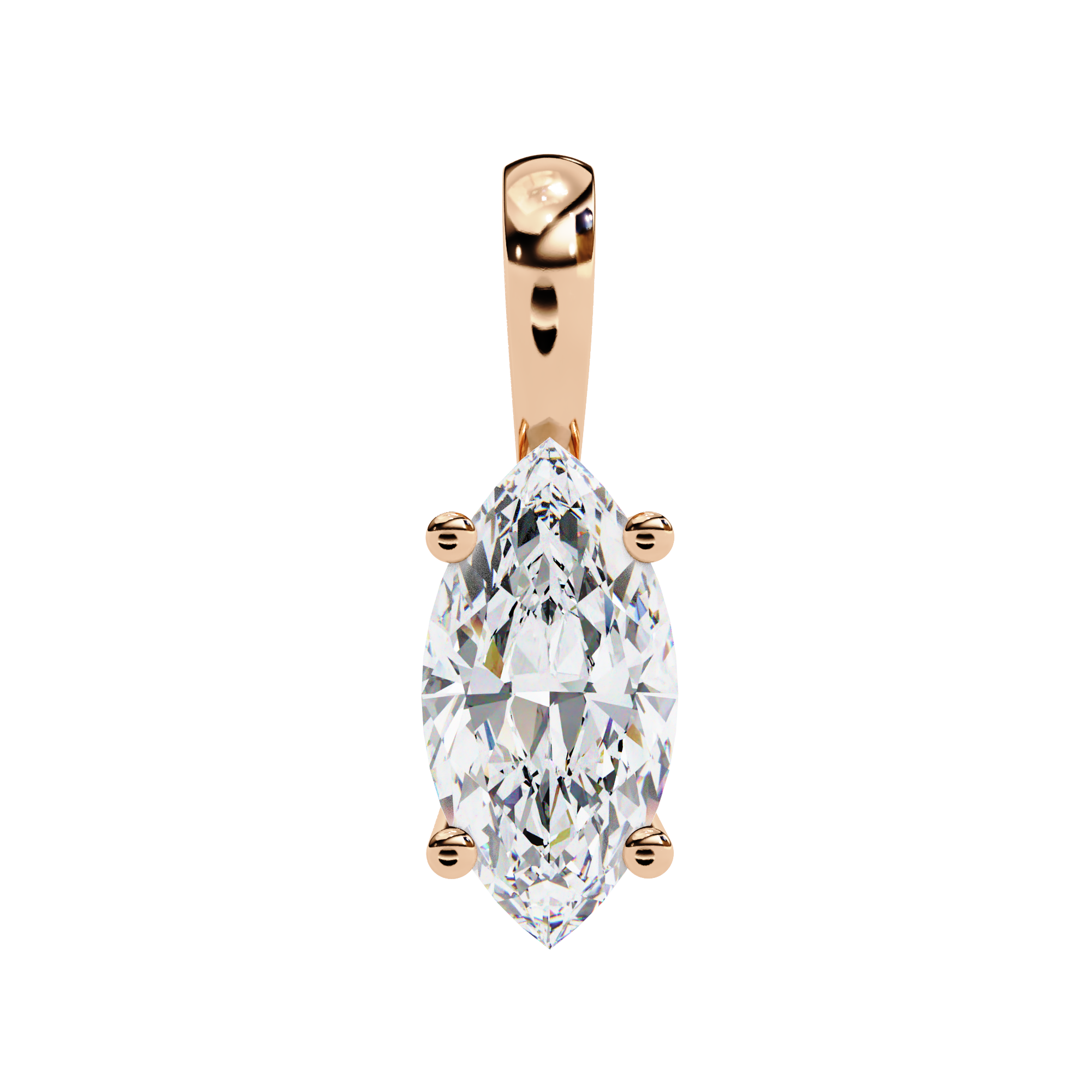 Luxurious Gold Marquise-Cut Diamond Solitaire Pendant Necklace