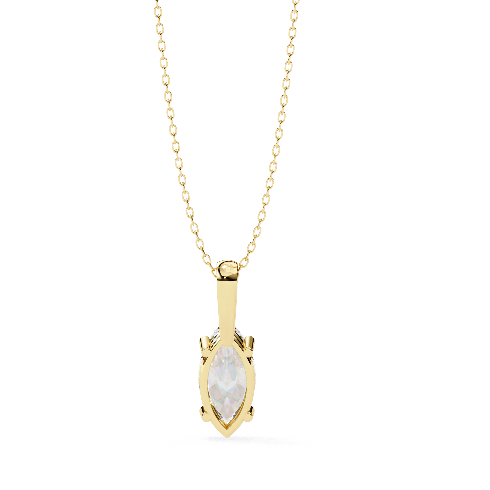 Luxurious Gold Marquise-Cut Diamond Solitaire Pendant Necklace