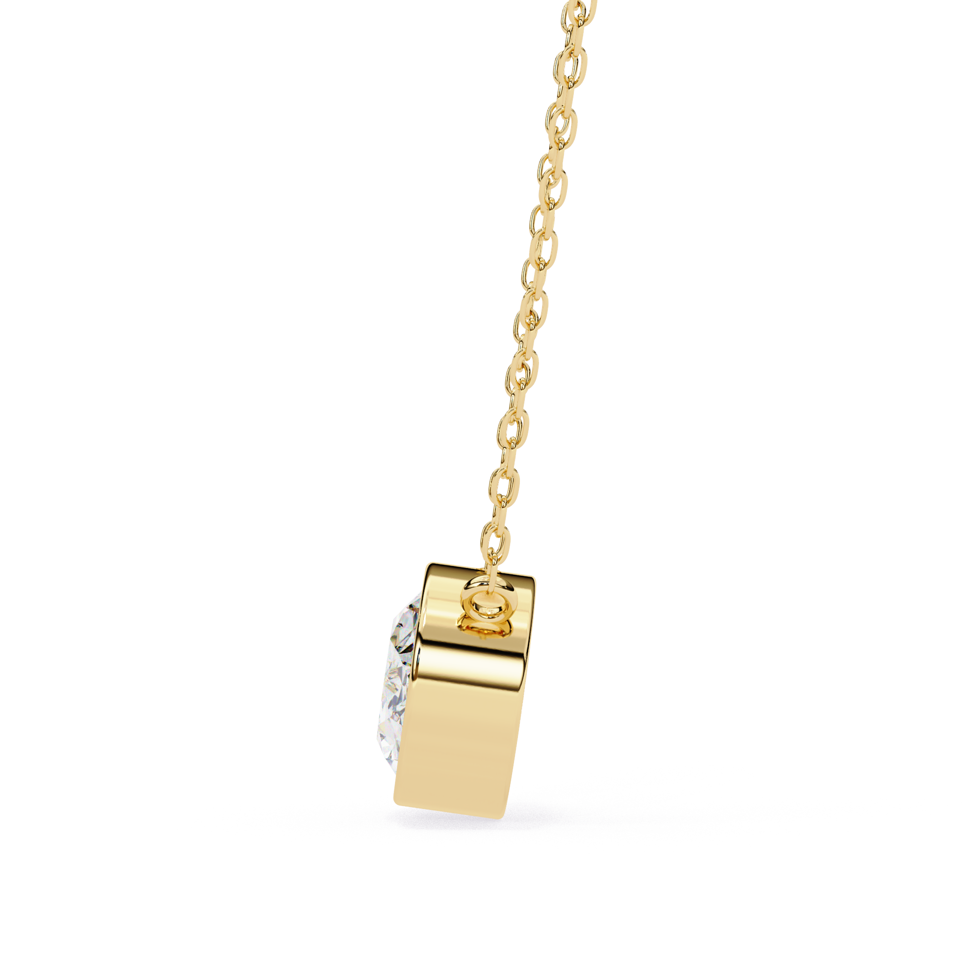 Elegant Gold Oval-Cut Diamond Bezel Pendant Necklace