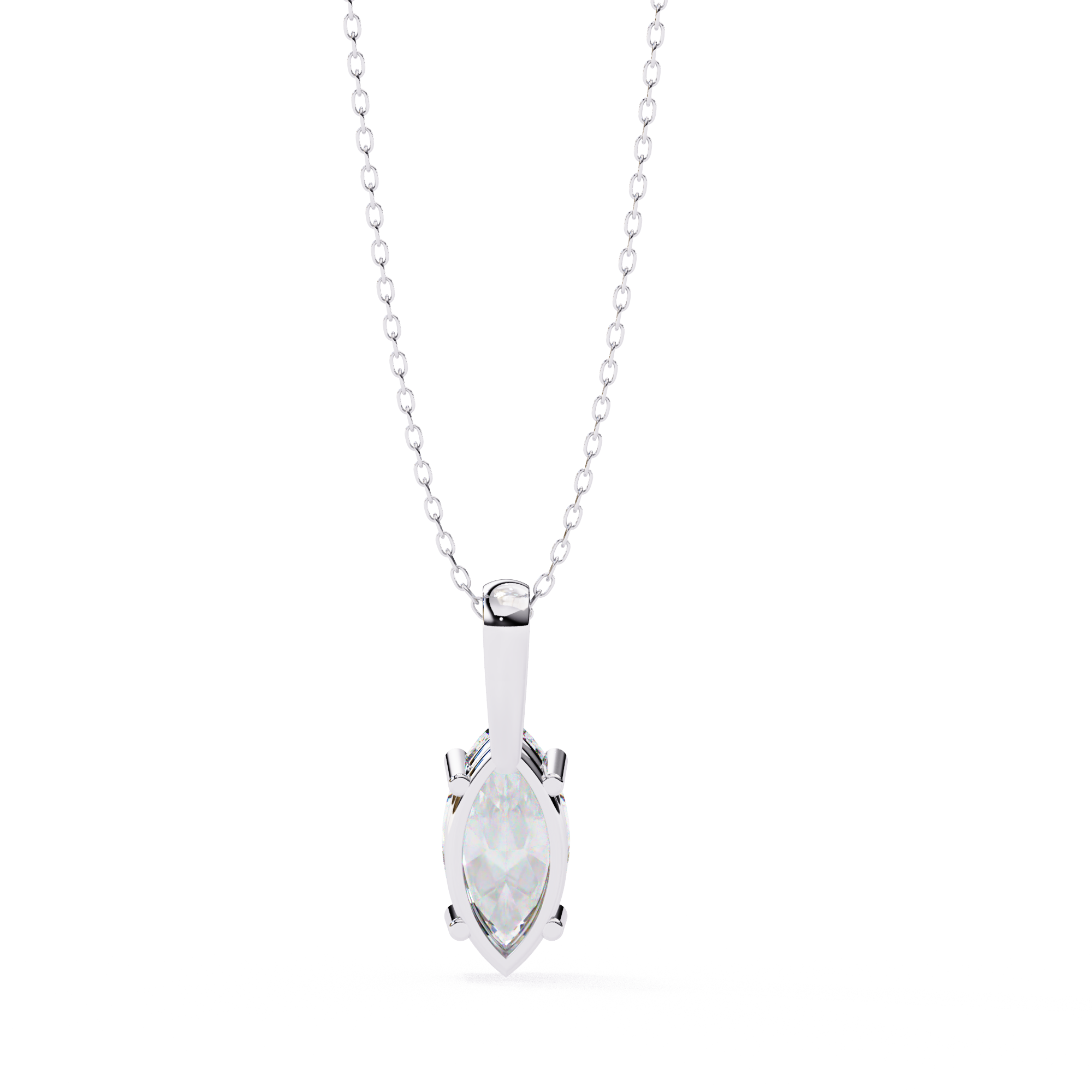 Luxurious Gold Marquise-Cut Diamond Solitaire Pendant Necklace