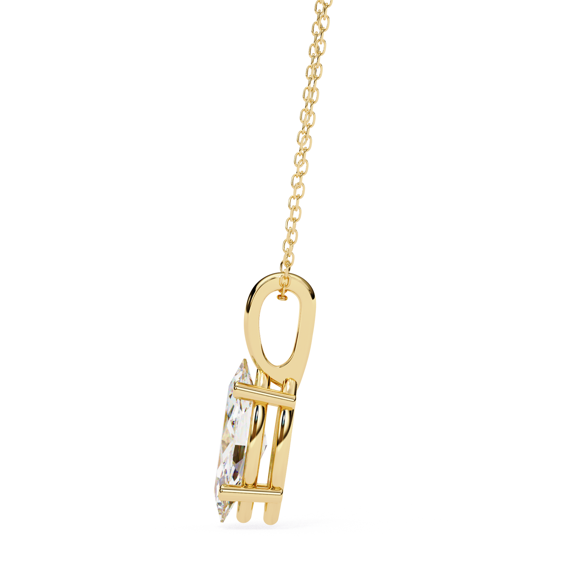 Luxurious Gold Marquise-Cut Diamond Solitaire Pendant Necklace