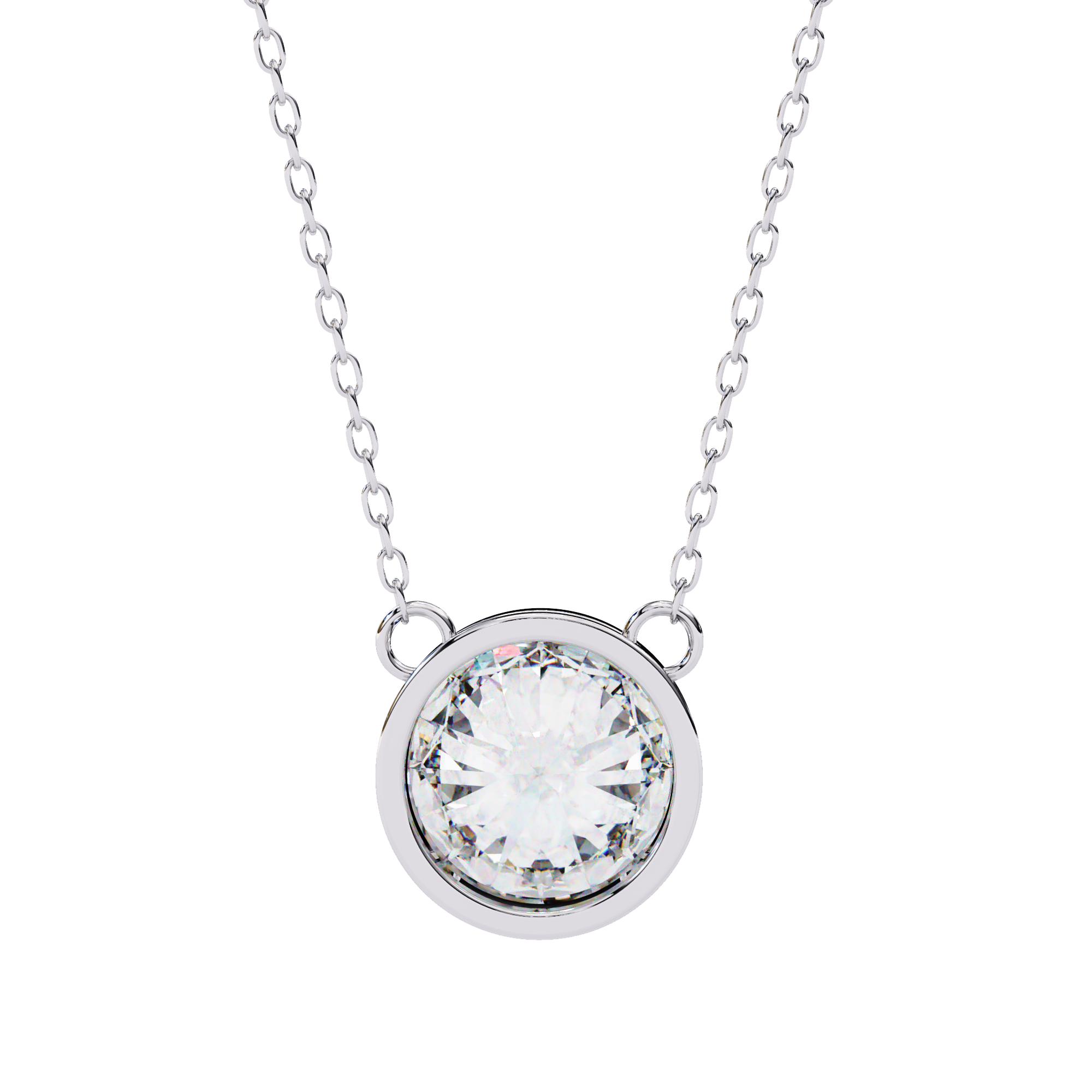 Stunning Gold Round-Cut Diamond Bezel Pendant Necklace