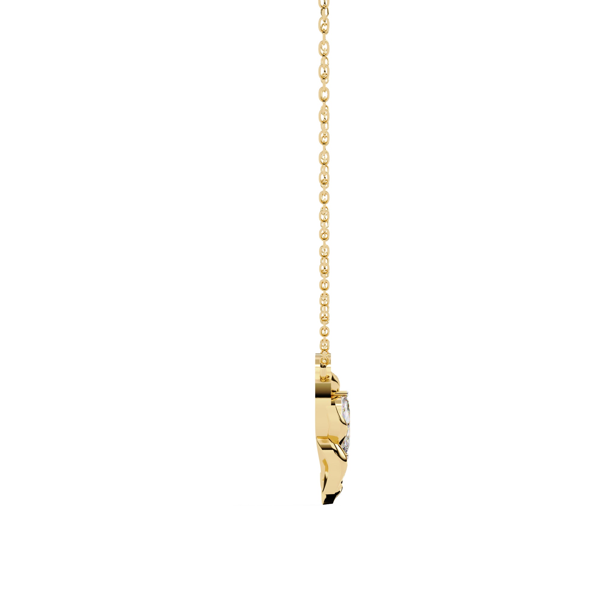 Wattle Marquise-Cut Gold Floral Diamond Pendant