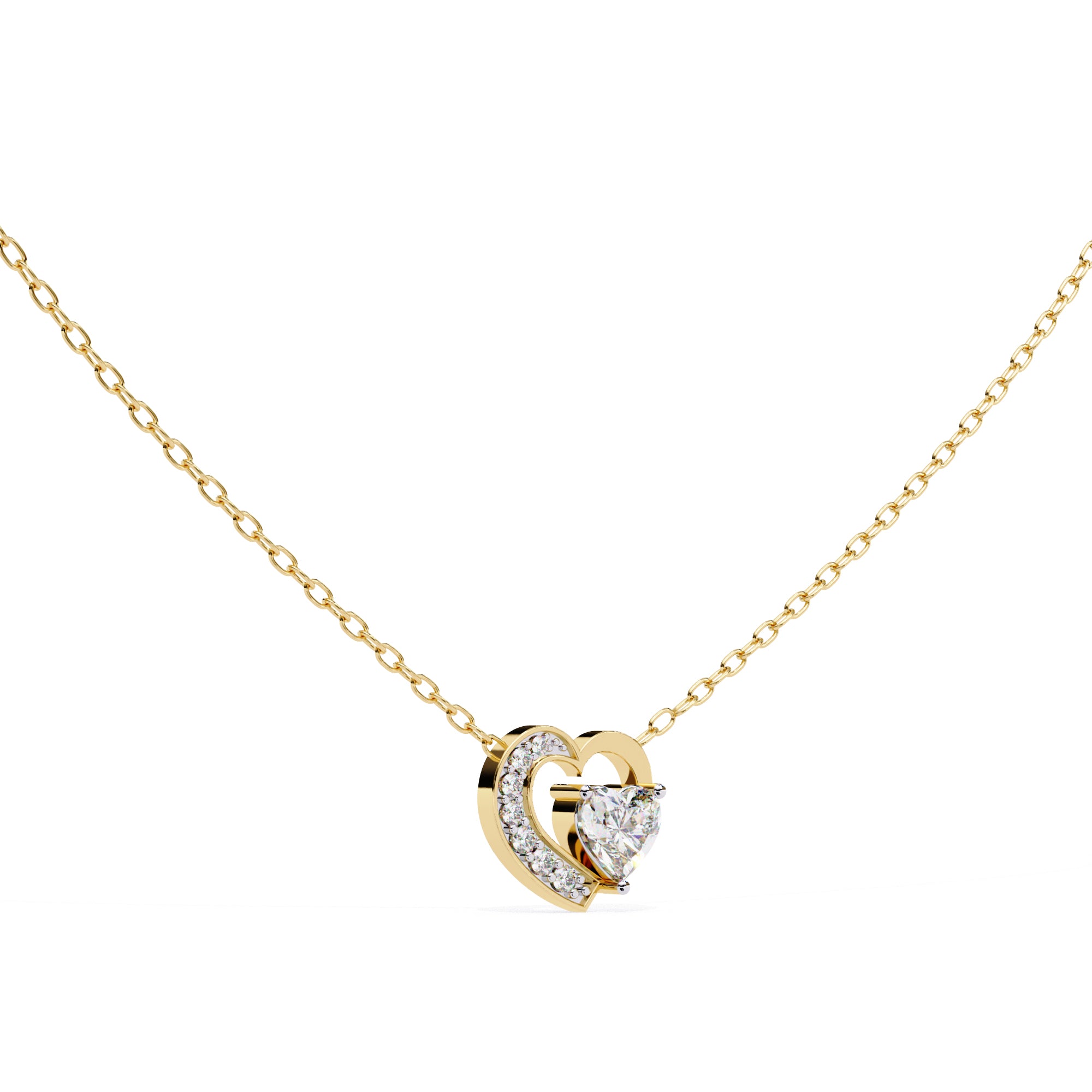 Dual Heart Diamond Pendant in Gold