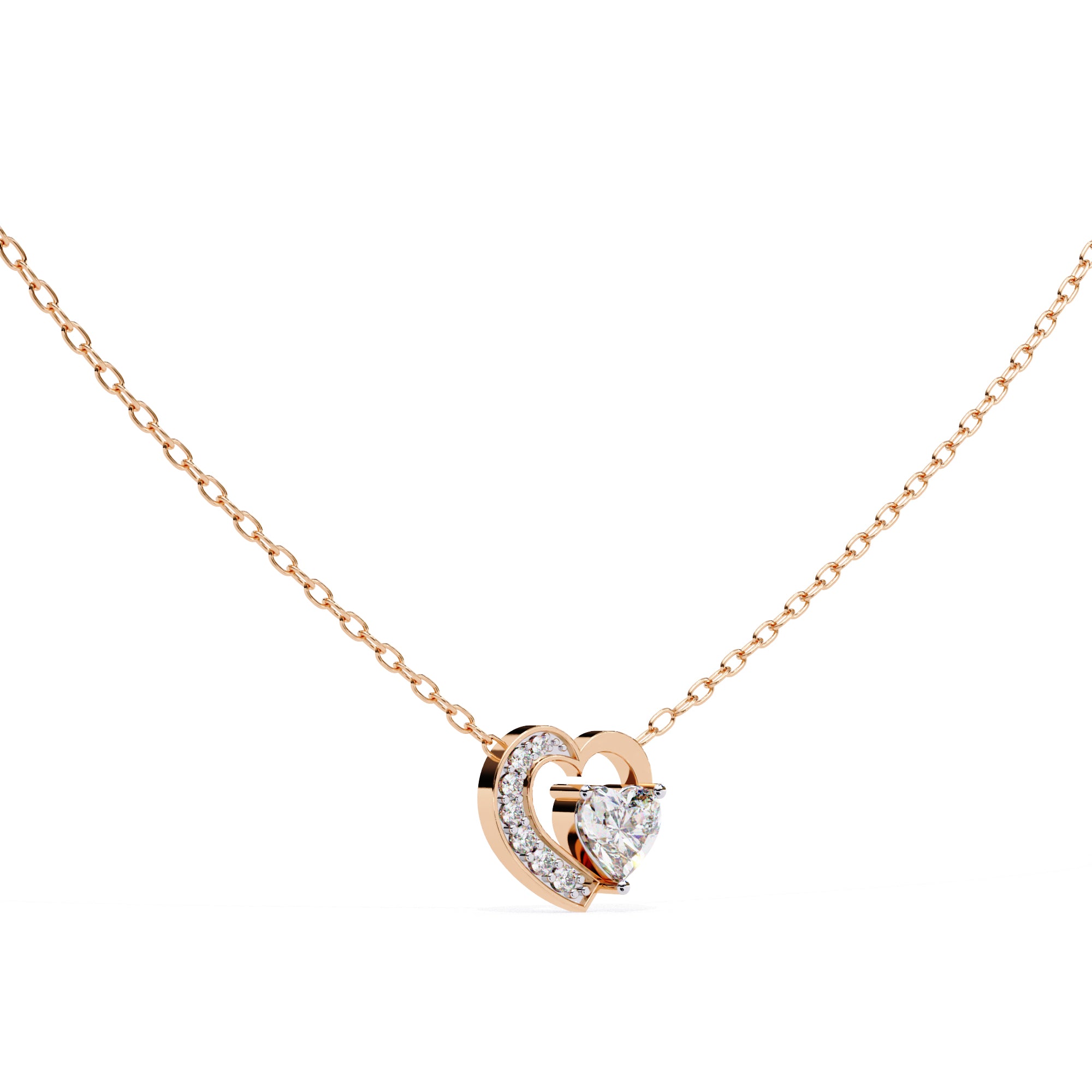 Dual Heart Diamond Pendant in Gold