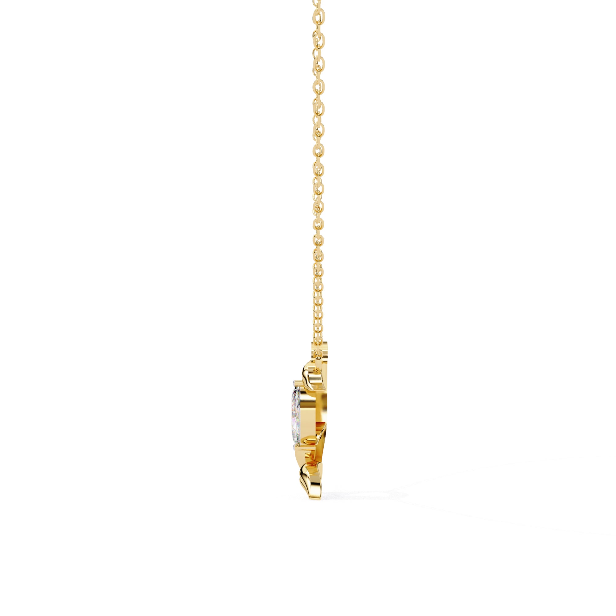 Wattle Marquise-Cut Gold Floral Diamond Pendant