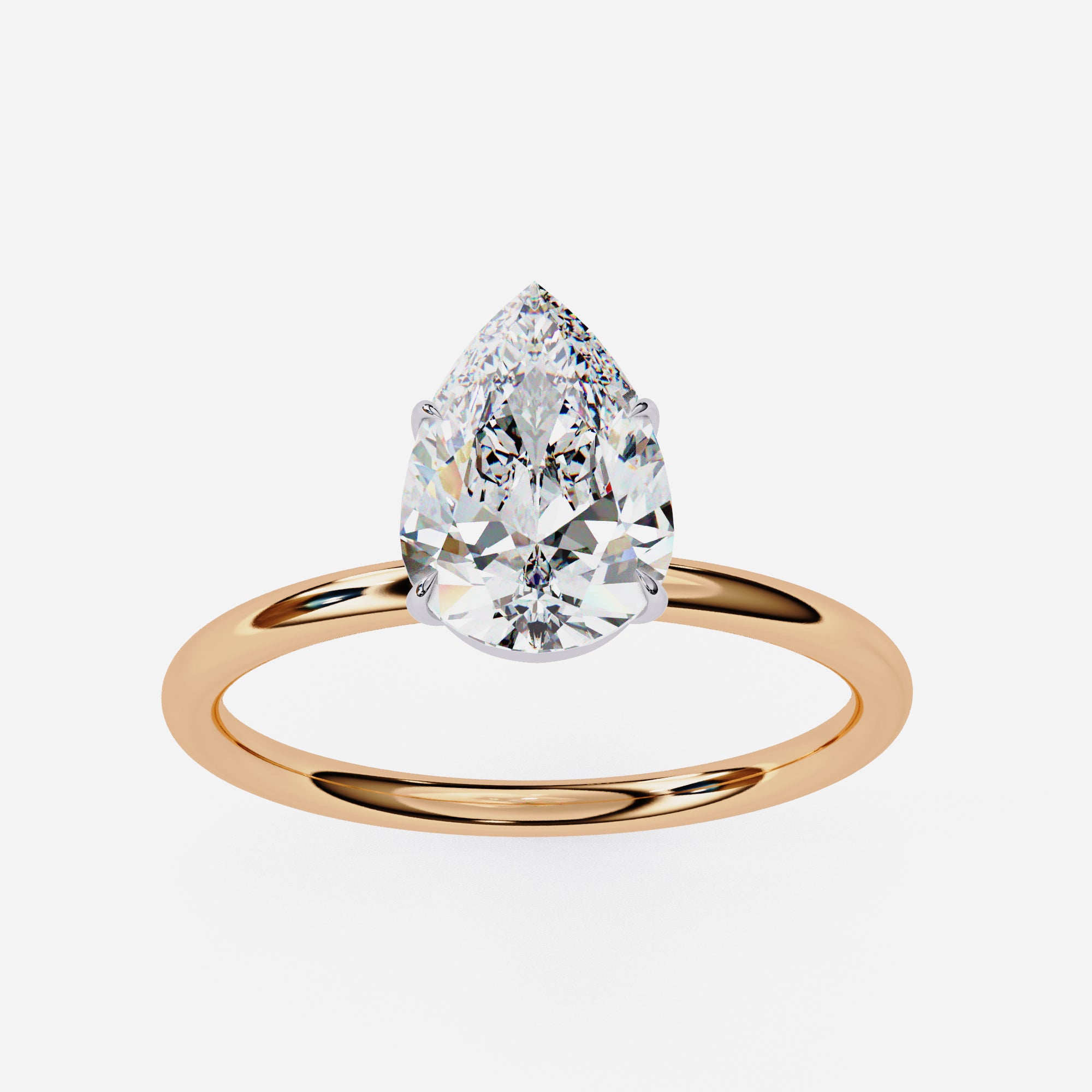Exquisite Pear-Shaped Diamond Solitaire Ring in Gold