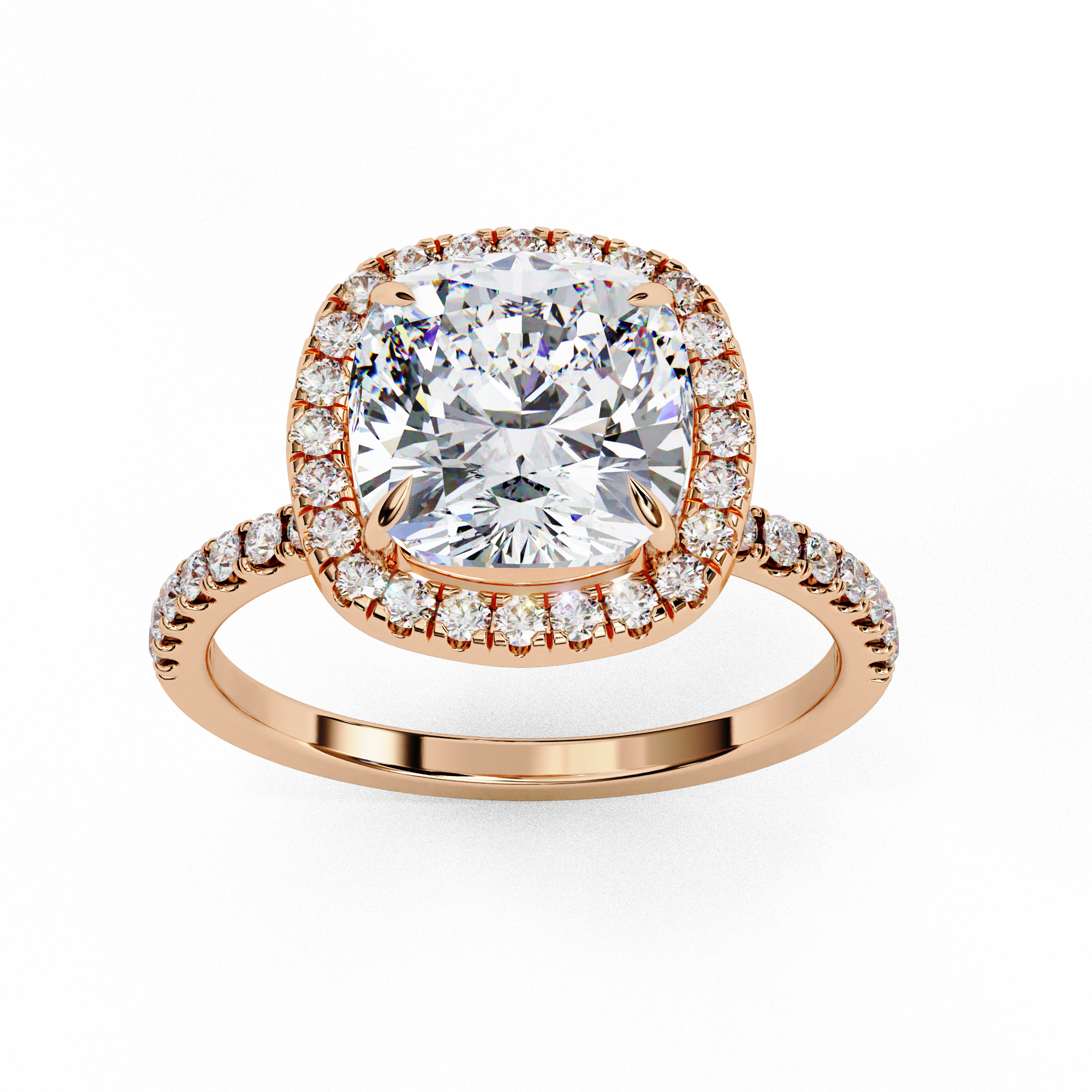 Eternal Cushion Cut with Halo Pave Diamond Ring
