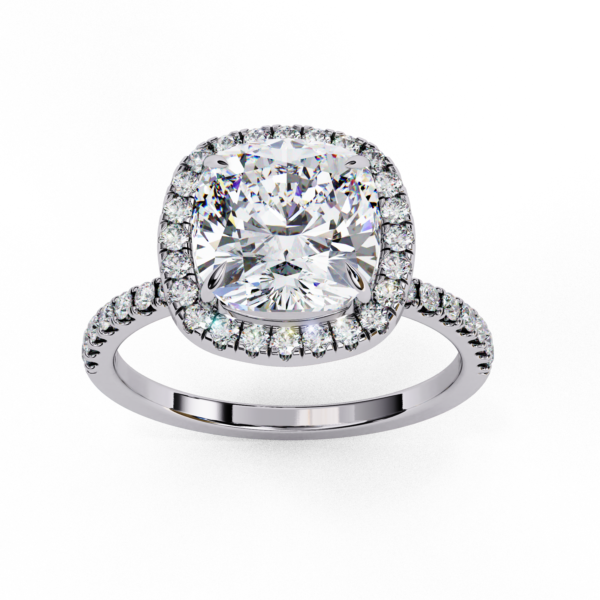 Eternal Cushion Cut with Halo Pave Diamond Ring