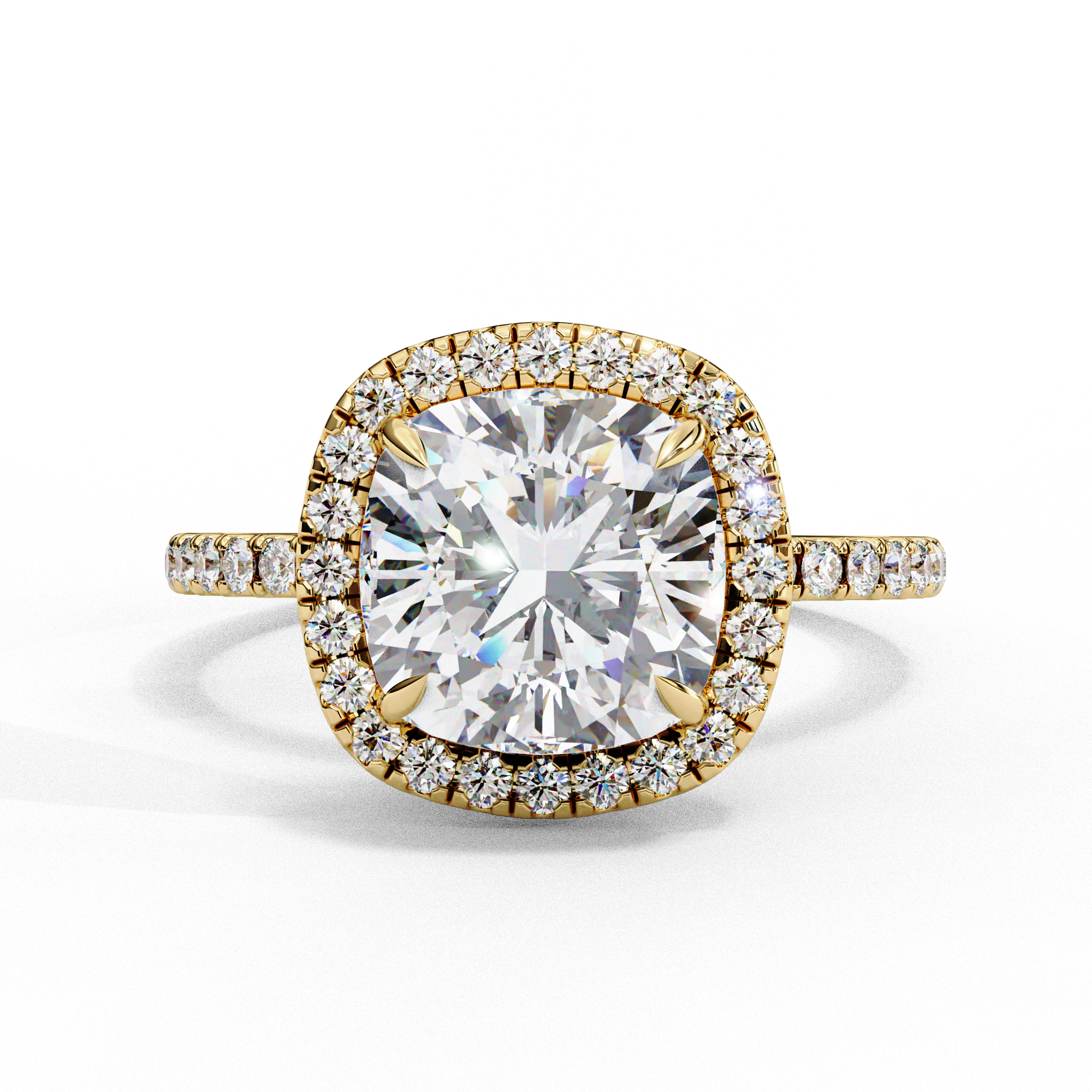 Eternal Cushion Cut with Halo Pave Diamond Ring