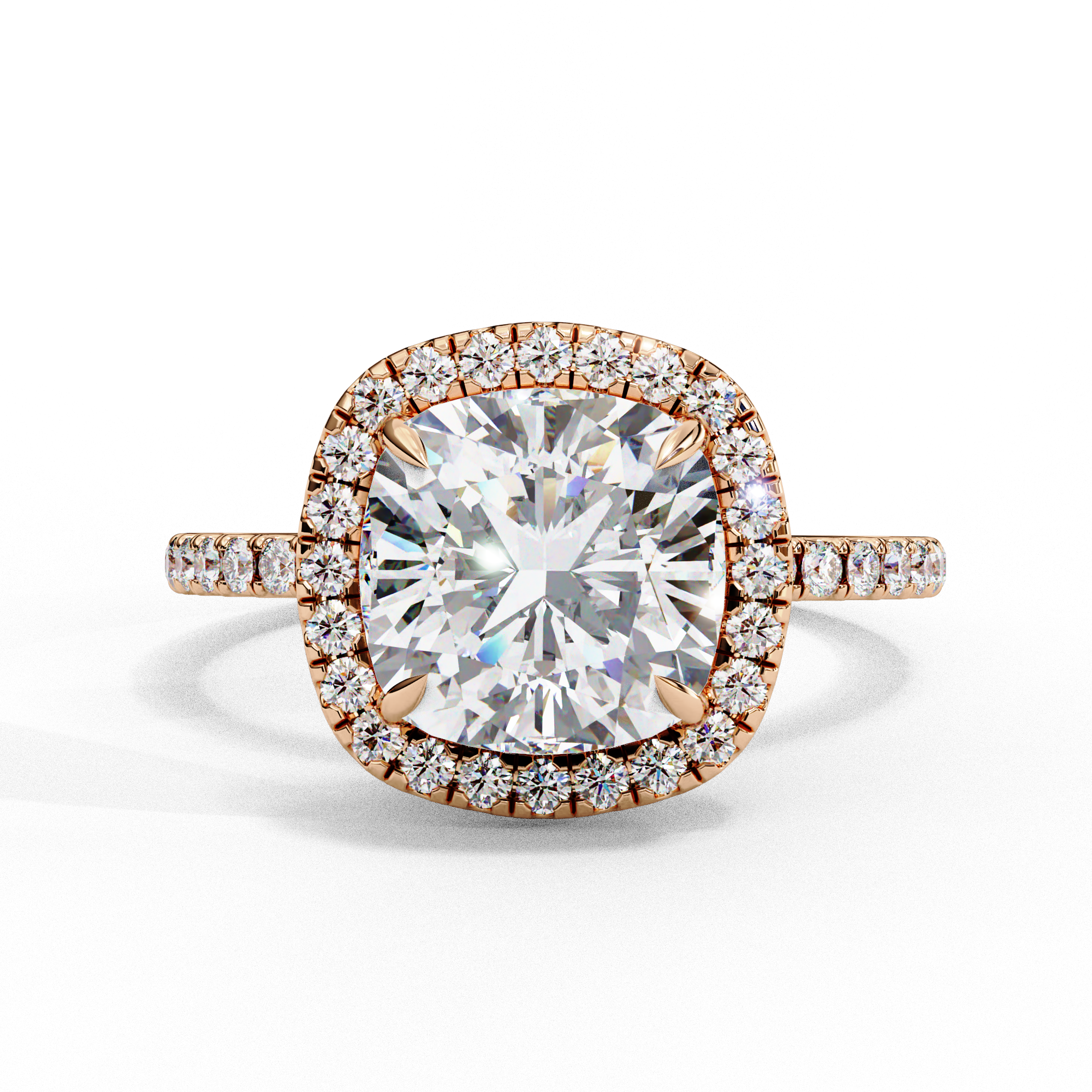 Eternal Cushion Cut with Halo Pave Diamond Ring