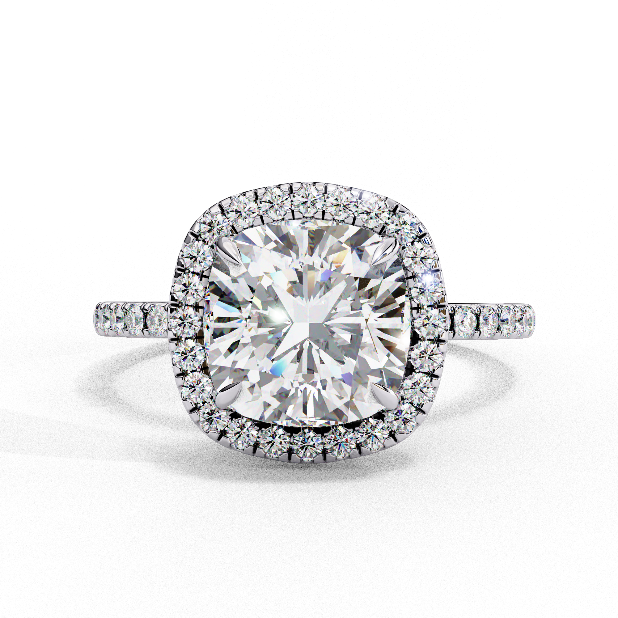 Eternal Cushion Cut with Halo Pave Diamond Ring
