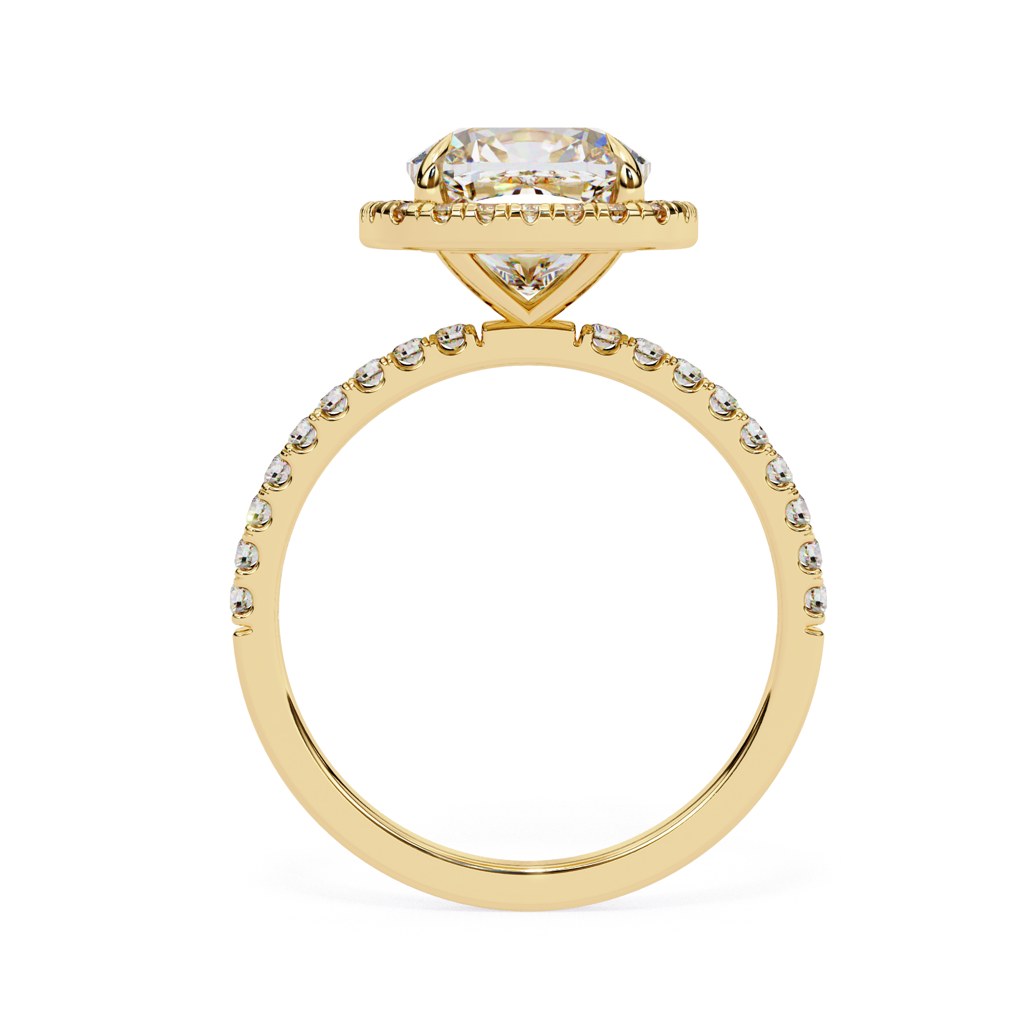 Eternal Cushion Cut with Halo Pave Diamond Ring
