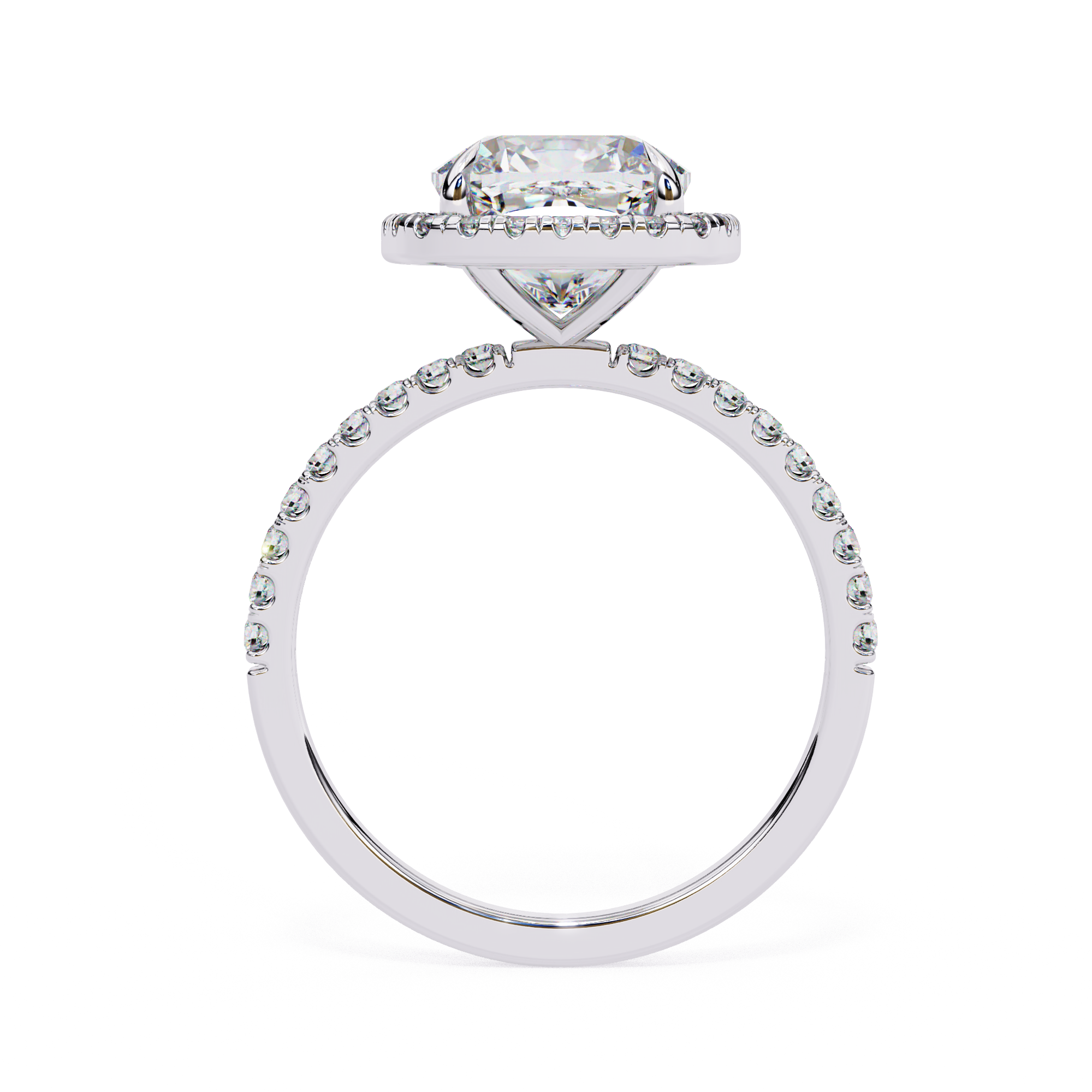 Eternal Cushion Cut with Halo Pave Diamond Ring