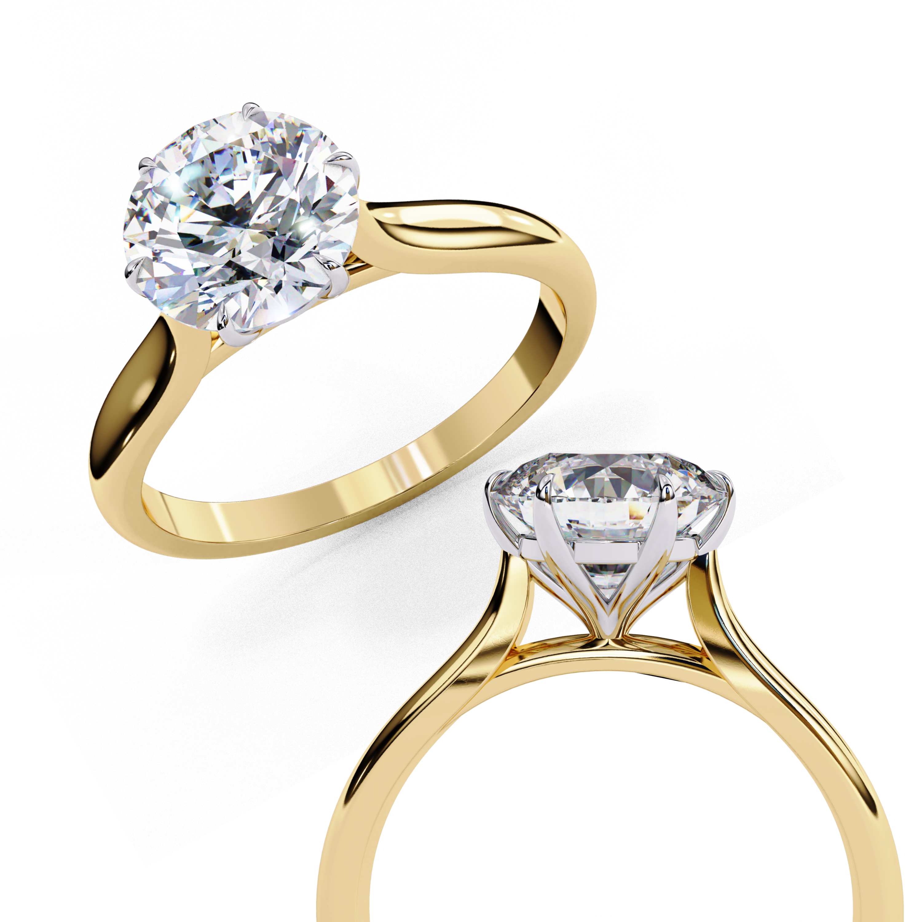 Gold Round Cut Diamond Solitaire Ring