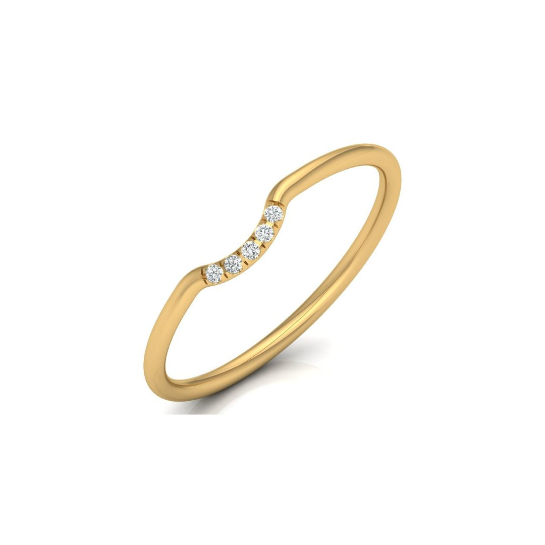 Delicate Curved Diamond Stacking Band Ring in Gold
