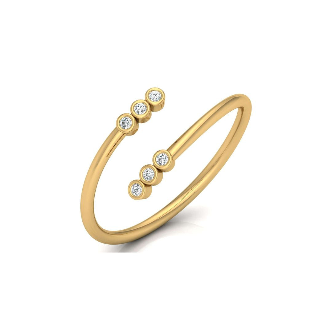 Minimalist Bezel-Set Diamond Bypass Ring in Gold