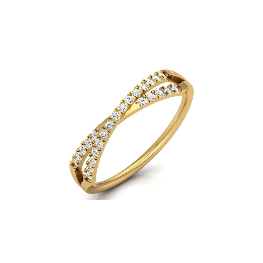 Crossover Round Diamond Band Ring in Gold