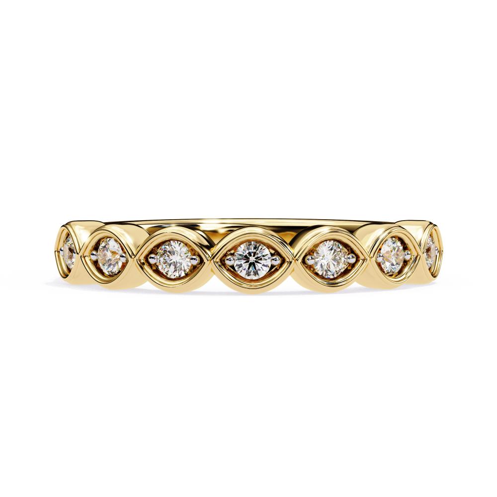 Marquise-Shaped Wavy Style Diamond Band in Gold